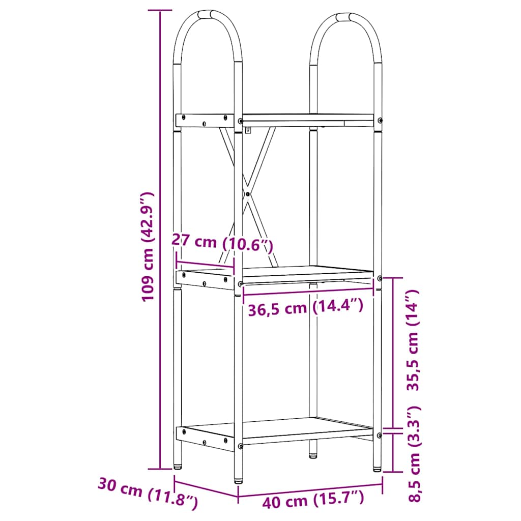 Polica Crni hrast 40 x 30 x 109 cm Konstruirano drvo