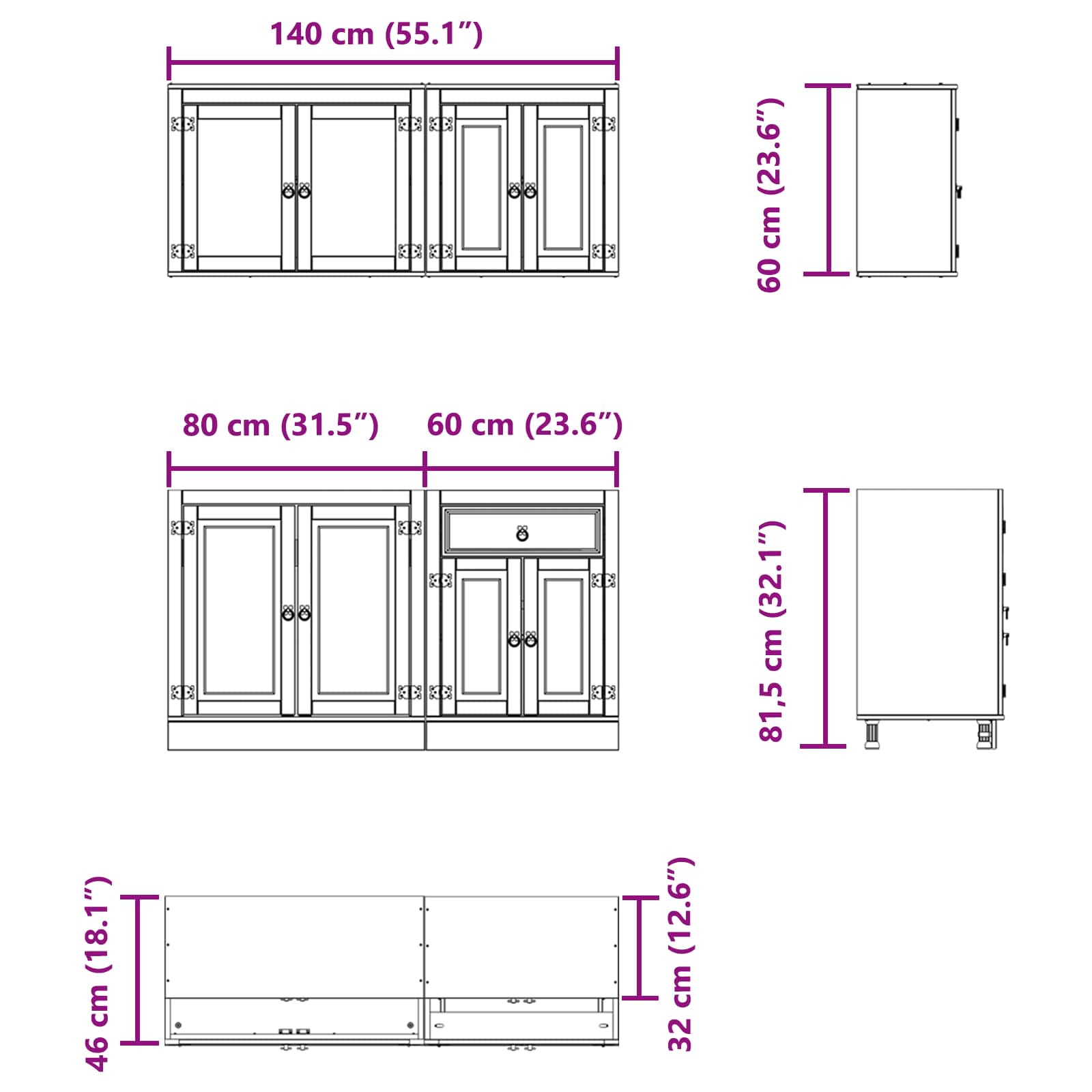 Cabinet s policom SKI 4 pcs Medeno Smeđa Čvrsto borovo drvo