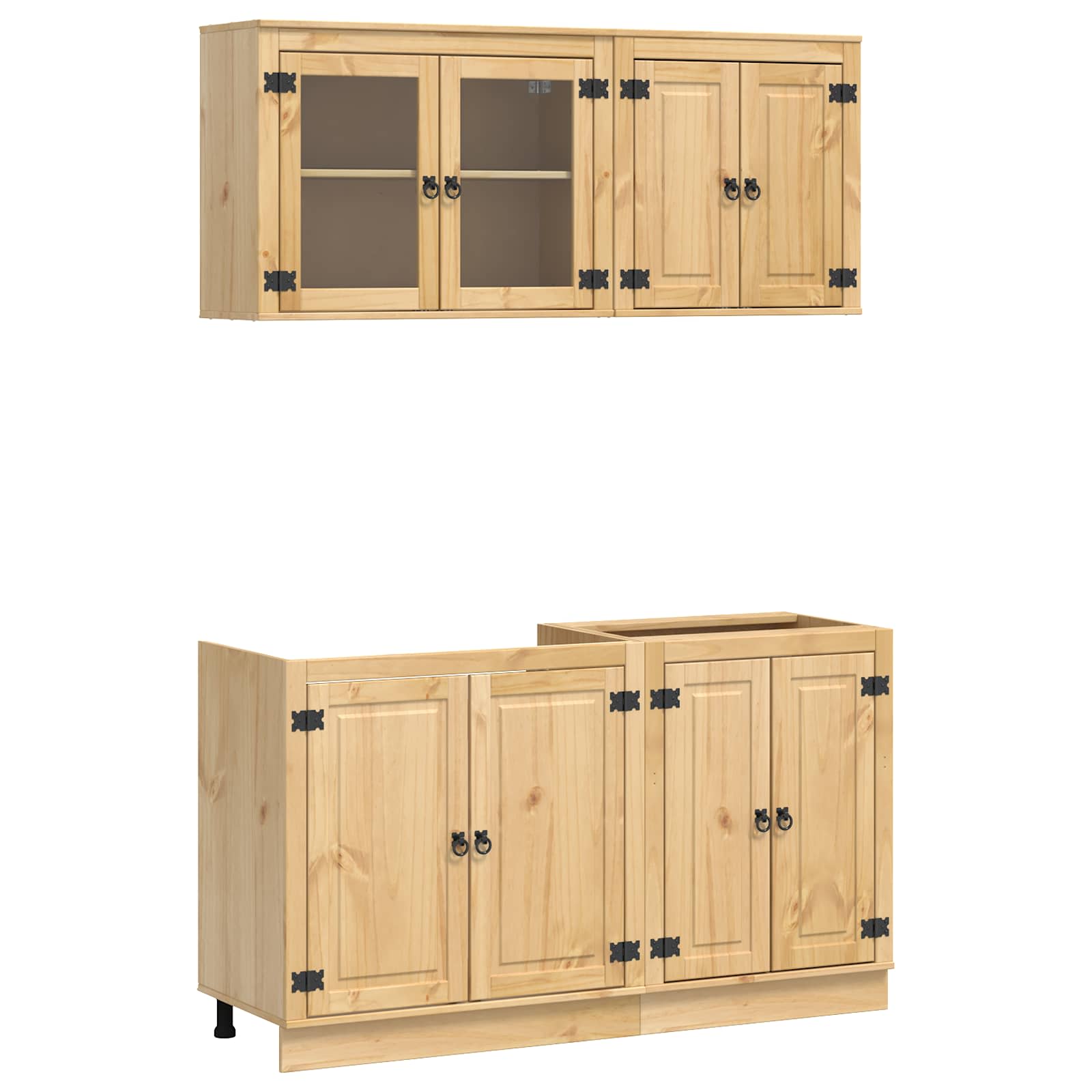 Cabinet s policom SKI 4 pcs Medeno Smeđa Čvrsto borovo drvo