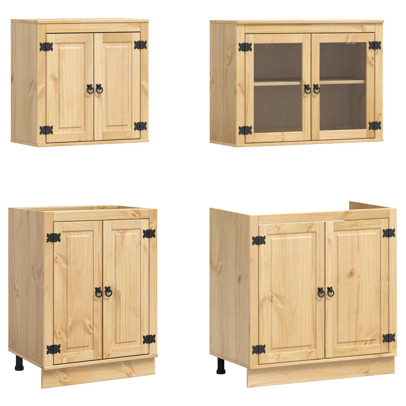 Cabinet s policom SKI 4 pcs Medeno Smeđa Čvrsto borovo drvo