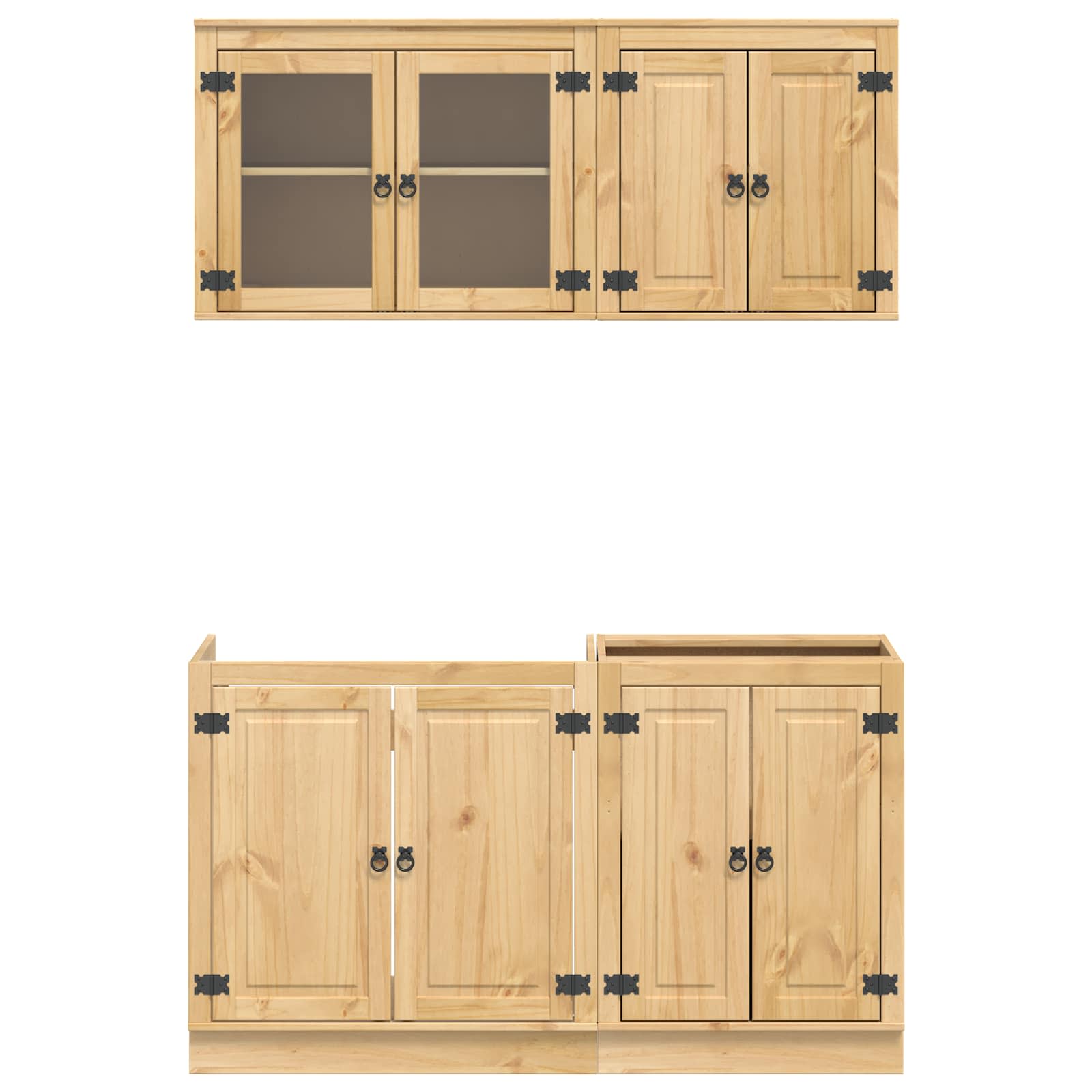 Cabinet s policom SKI 4 pcs Medeno Smeđa Čvrsto borovo drvo