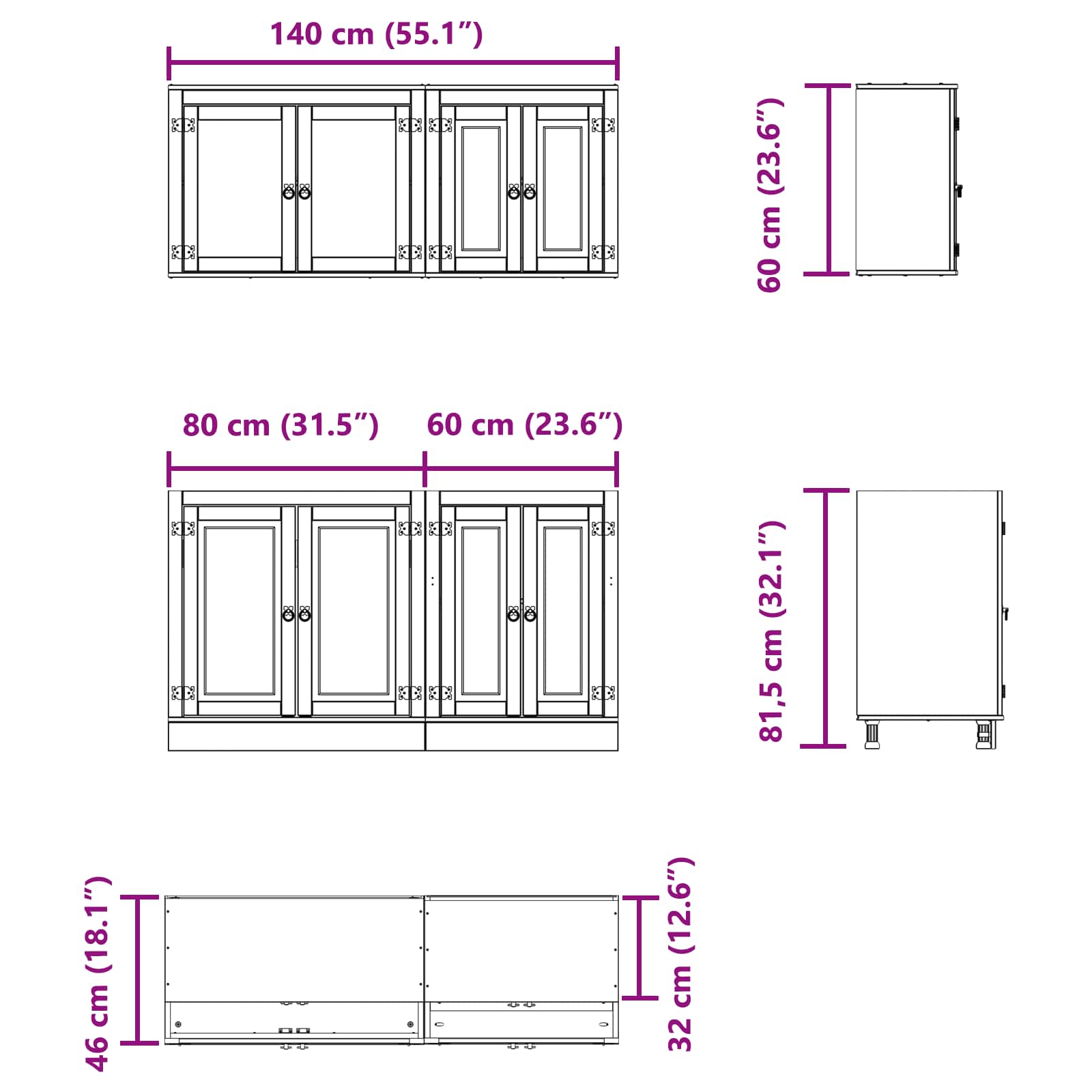 Cabinet s policom SKI 4 pcs Medeno Smeđa Čvrsto borovo drvo