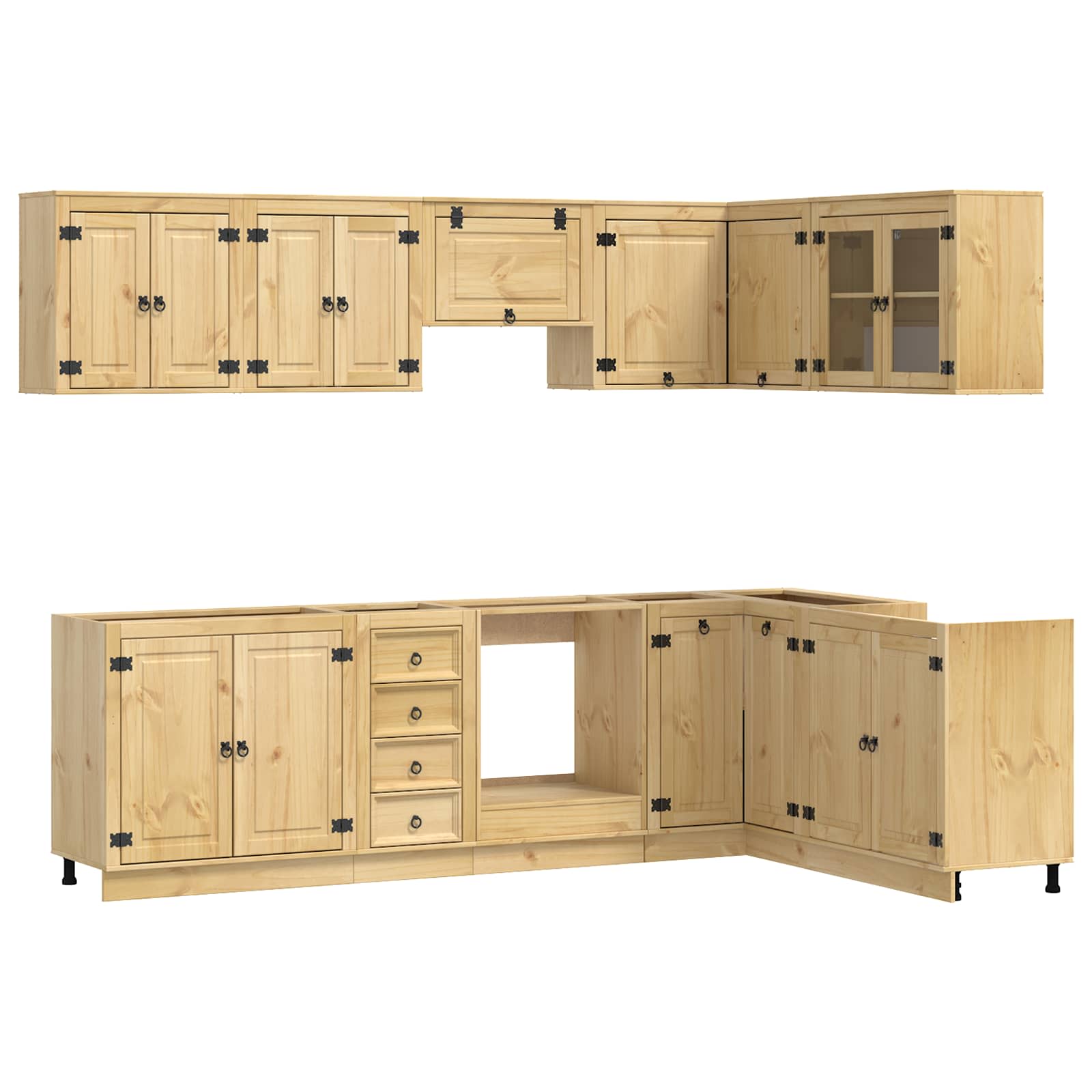 Cabinet s ladicama SKI 10 pcs Medeno Smeđa Čvrsto borovo drvo
