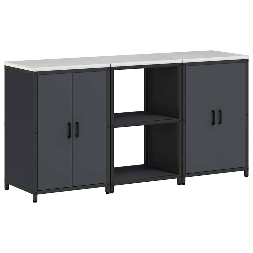 Kuhinjski set za pohranu s policom 3 pcs Antracit Čelična vrata