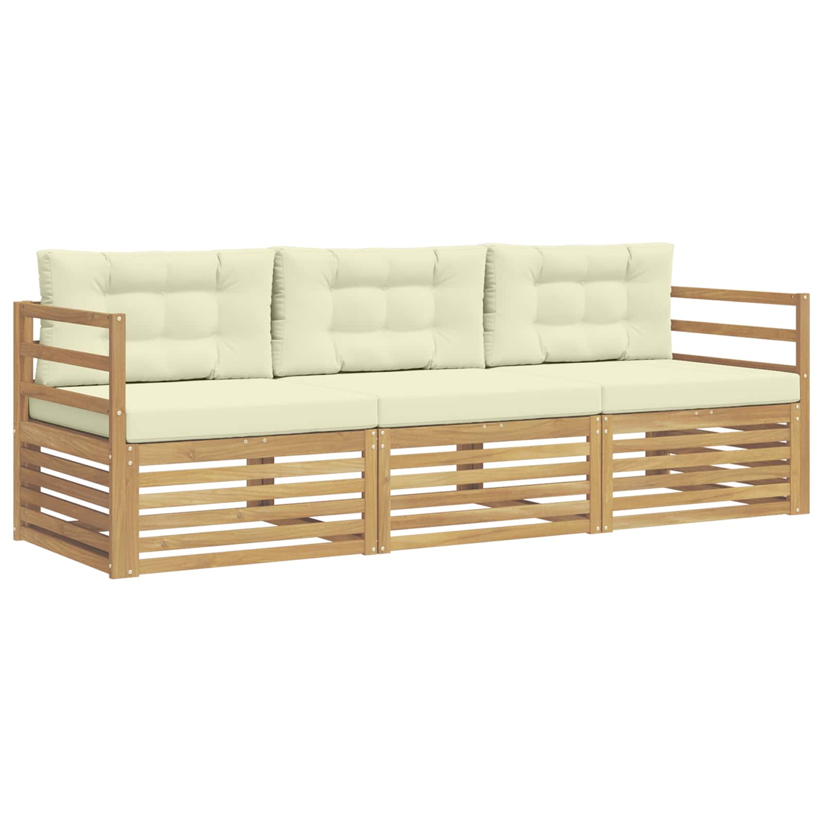 Set vanjskih sofa s jastukom 3 pcs Bijela i krem Poliester