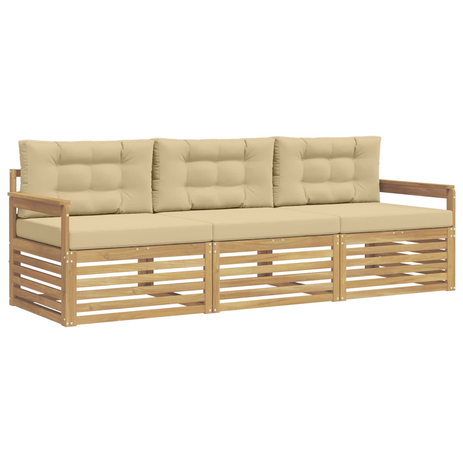 Set vanjskih sofa s jastukom 3 pcs Bijela i bež Poliester