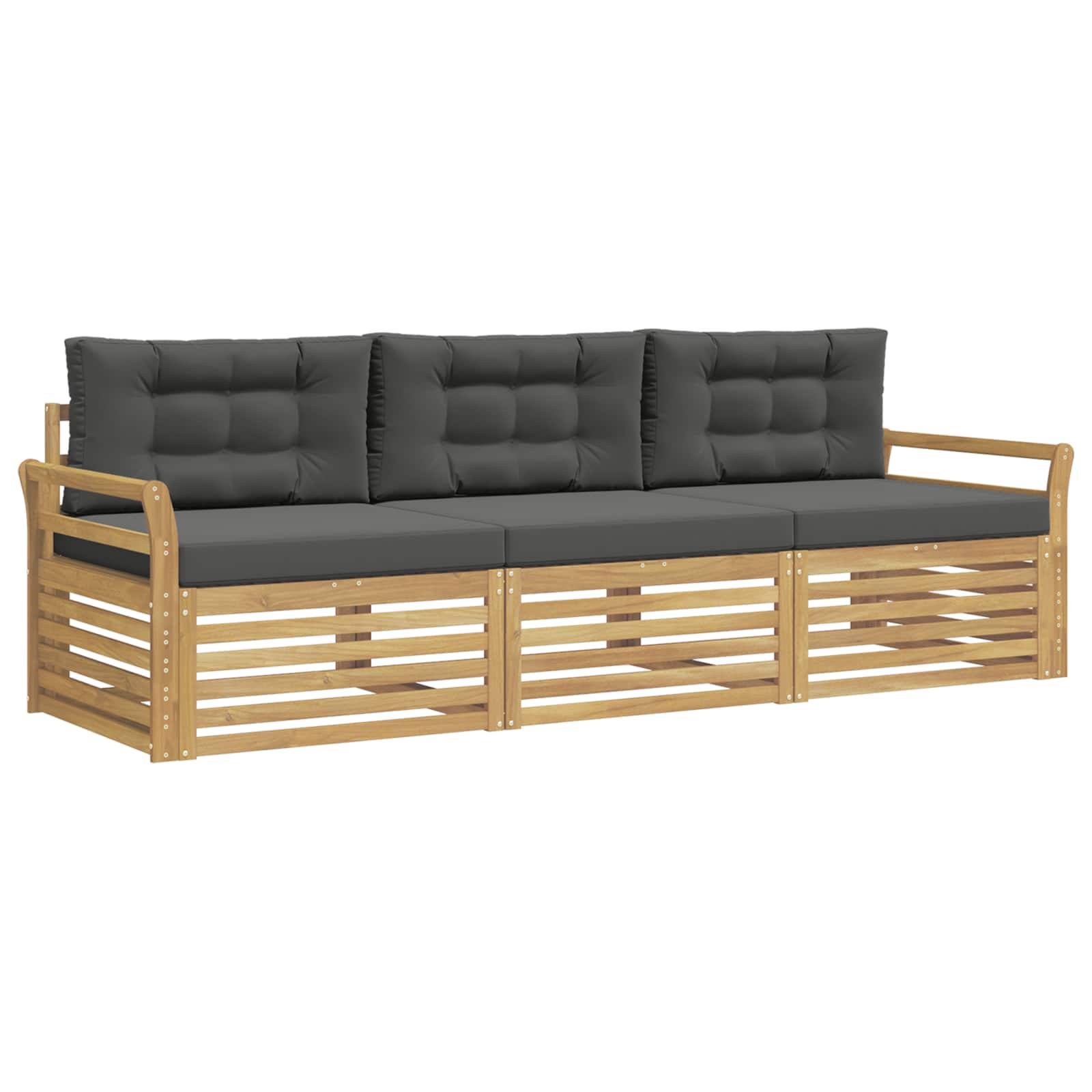 Set vanjskih sofa 3 kom. Bijela i antracit Čvrsto drvo akacije