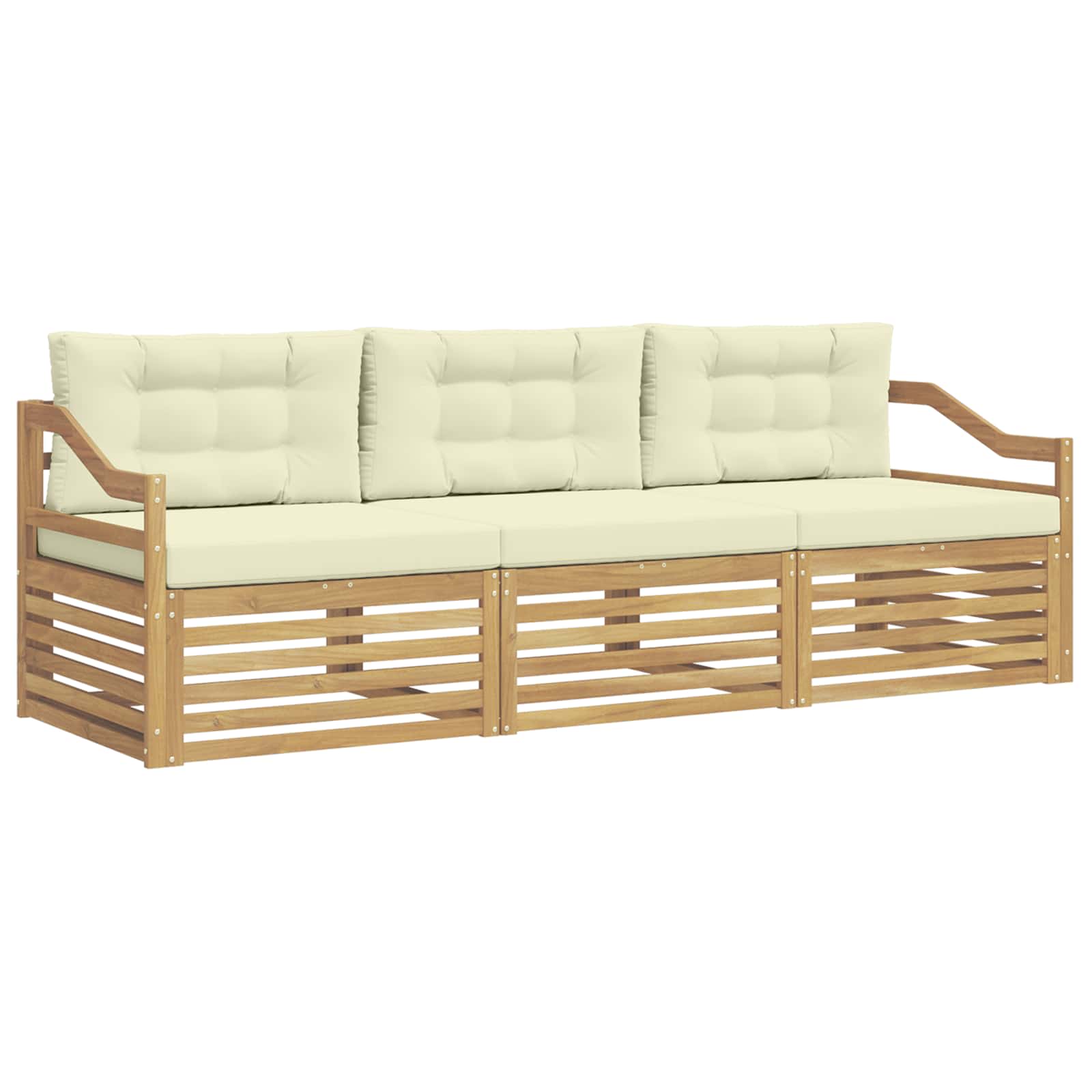 Set vanjskih sofa s jastukom 3 pcs Bijela i krem Poliester