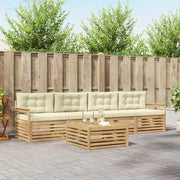 Set vanjskih sofa 5 pcs Bijela i krem Čvrsto drvo akacije