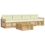Set vanjskih sofa 5 kom. Bijela i krem Čvrsto drvo akacije