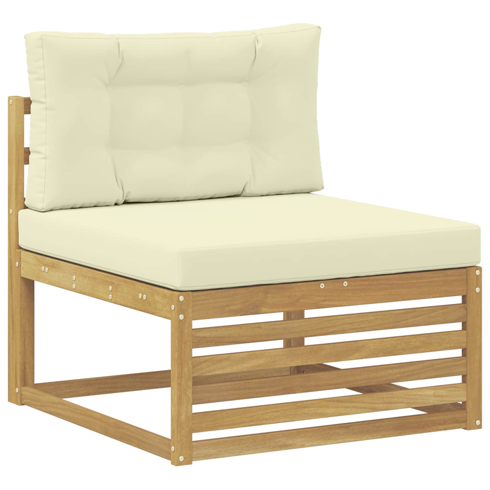 Set vanjskih sofa 5 kom. Bijela i krem Čvrsto drvo akacije