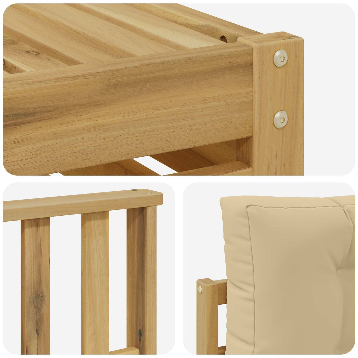 Set vanjskih sofa 5 kom. Bijela i bež Čvrsto drvo akacije