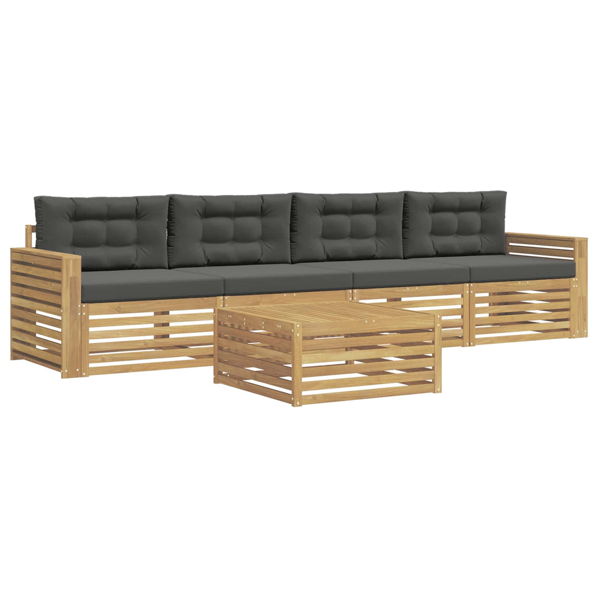 Set vanjskih sofa 5 kom. Bijela i antracit Čvrsto drvo akacije