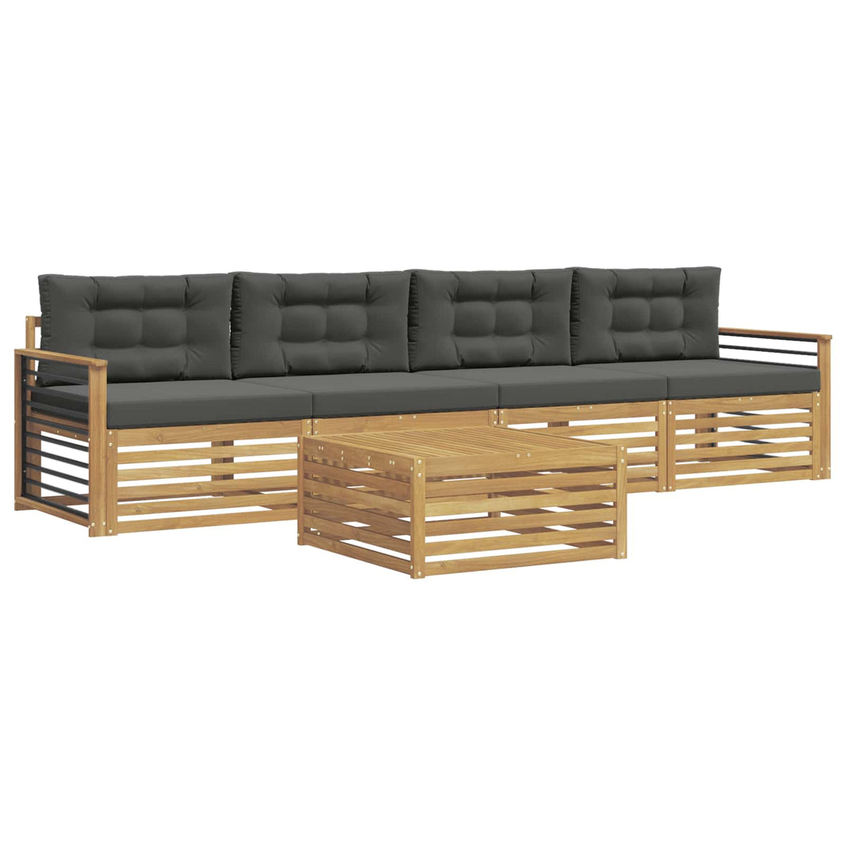 Set vanjskih sofa 5 kom. Bijela i antracit Čvrsto drvo akacije