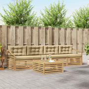 Set vanjskih sofa 5 kom. Bijela i bež Čvrsto drvo akacije