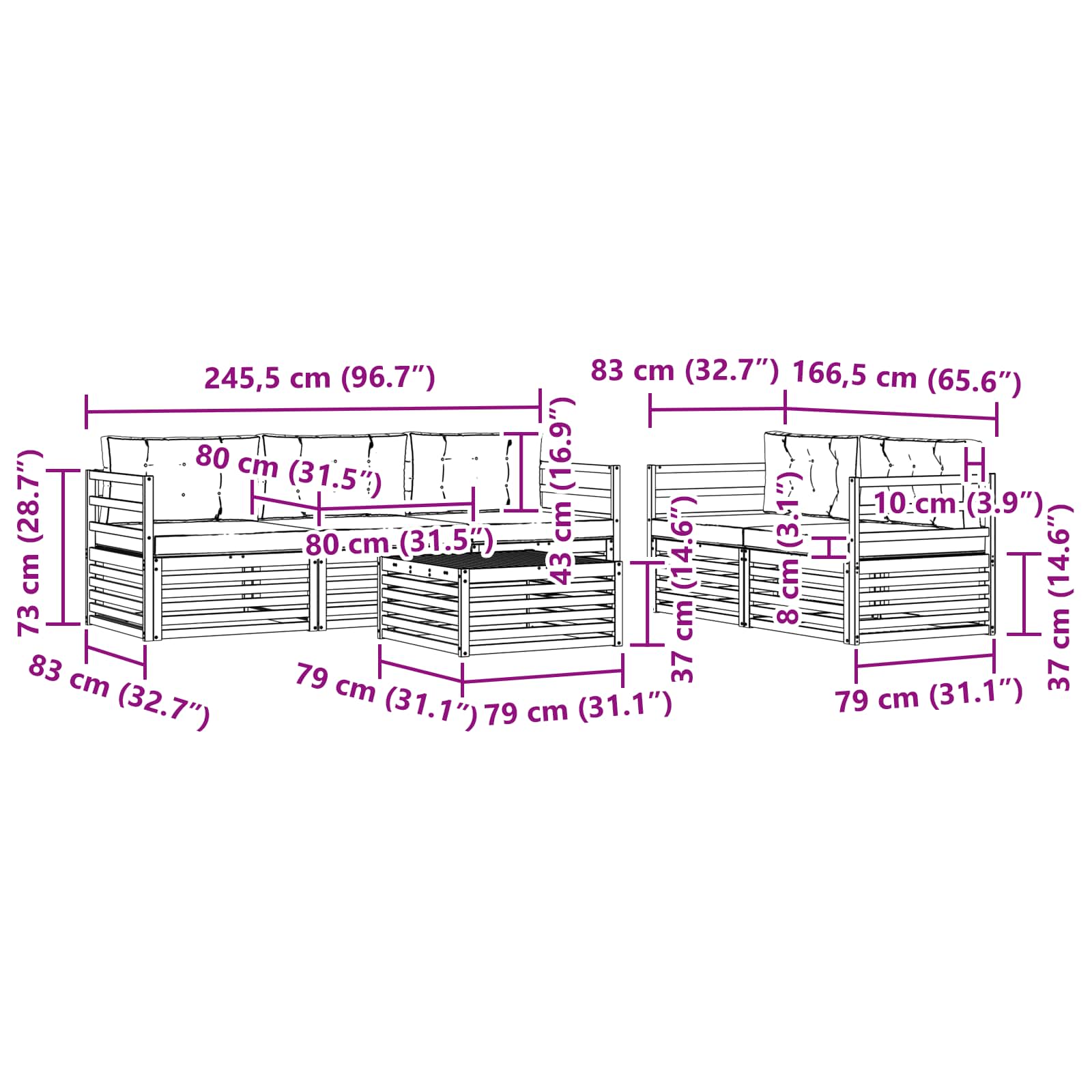 Set vanjskih sofa 6 pcs Bijela i krem