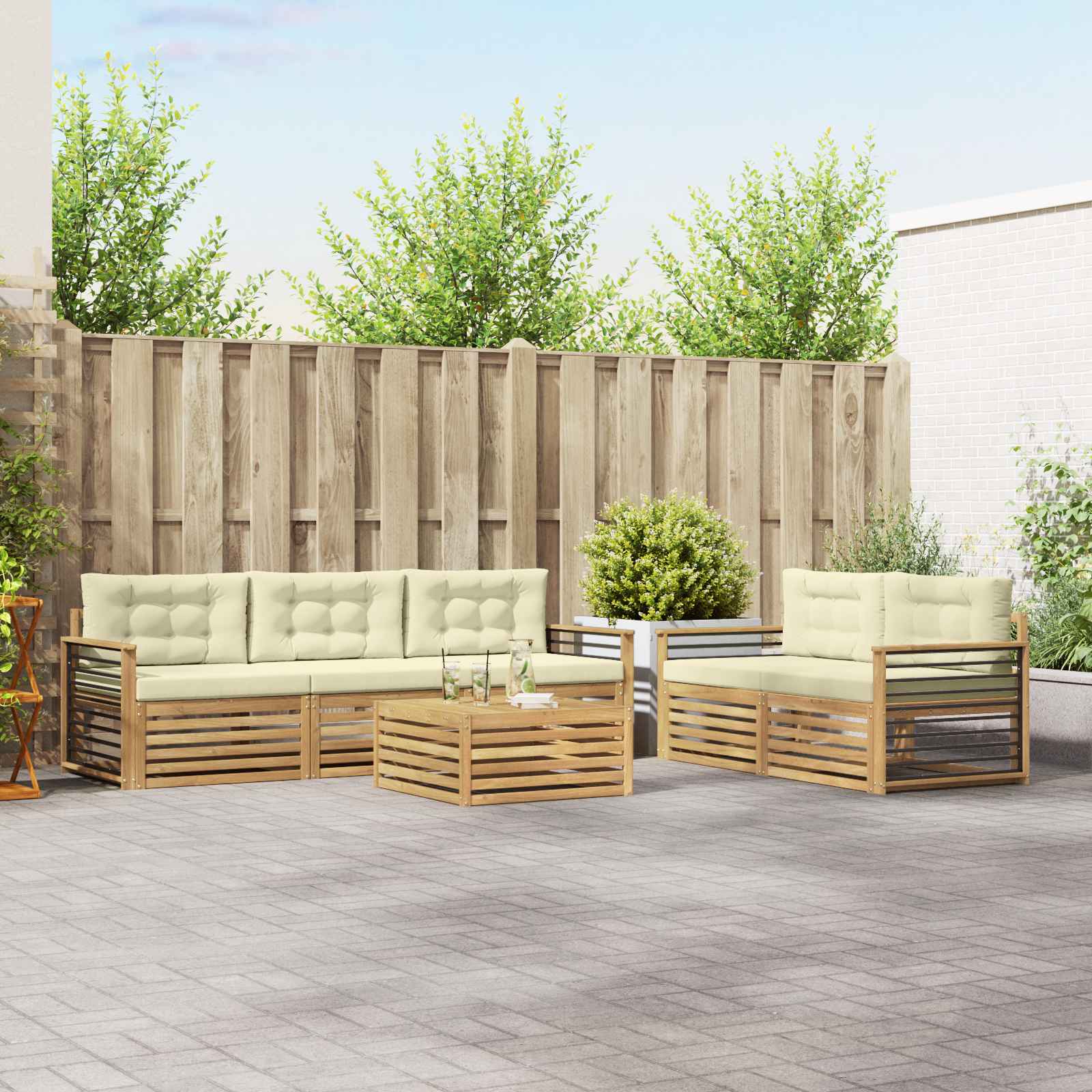 Set vanjskih sofa 6 pcs Bijela i krem