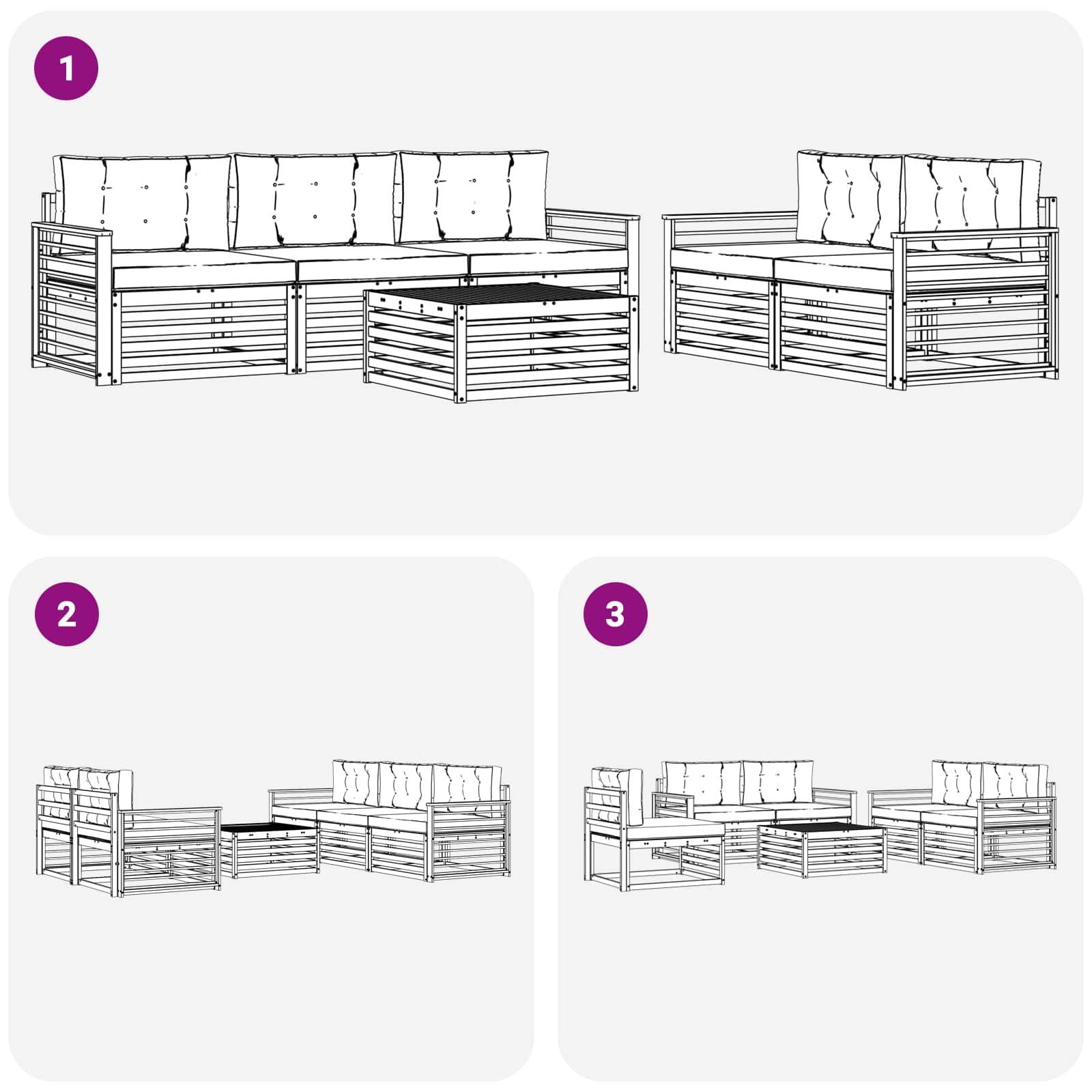 Set vanjskih sofa 6 pcs Bijela i krem