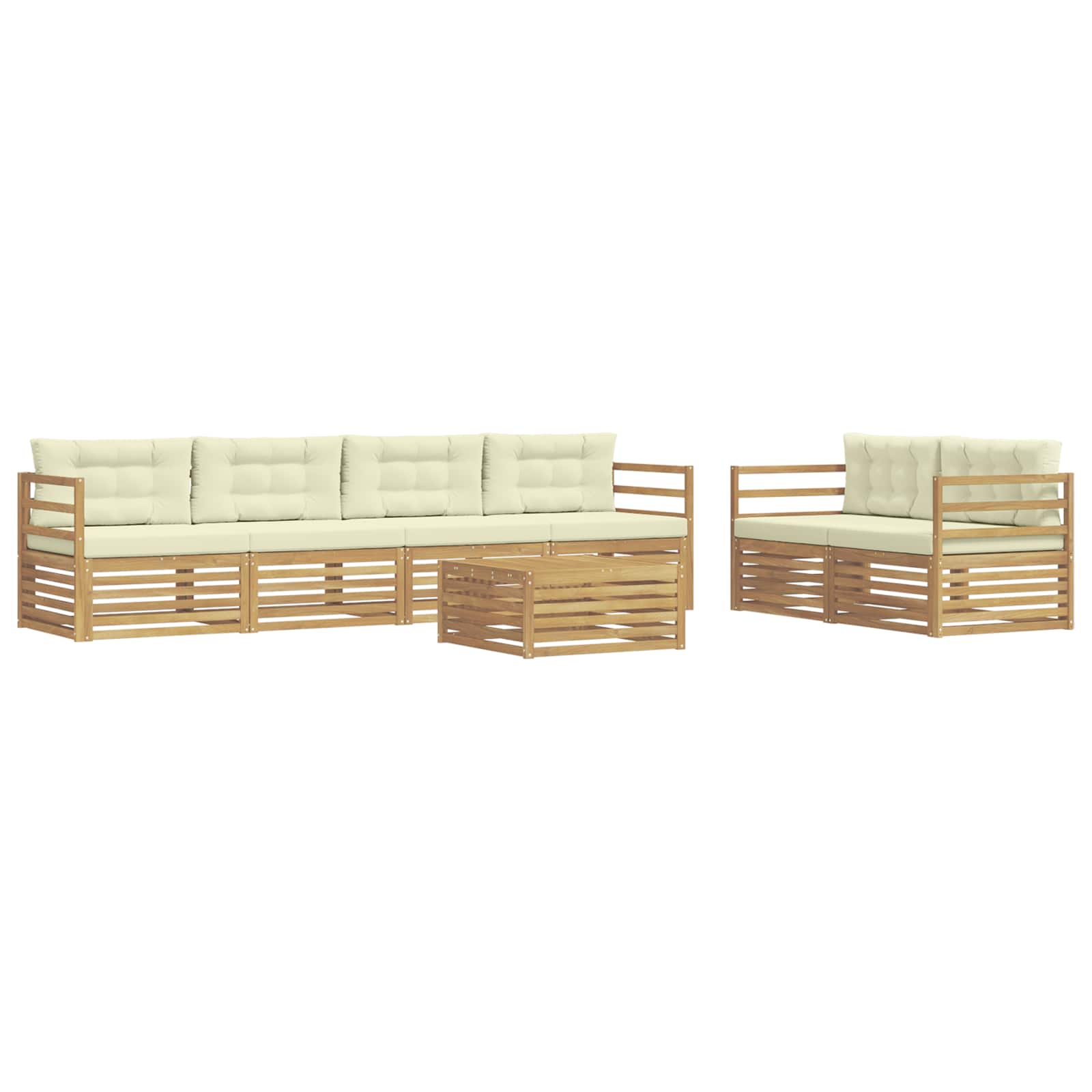Set vanjskih sofa s jastukom 7 pcs Bijela i krem Poliester