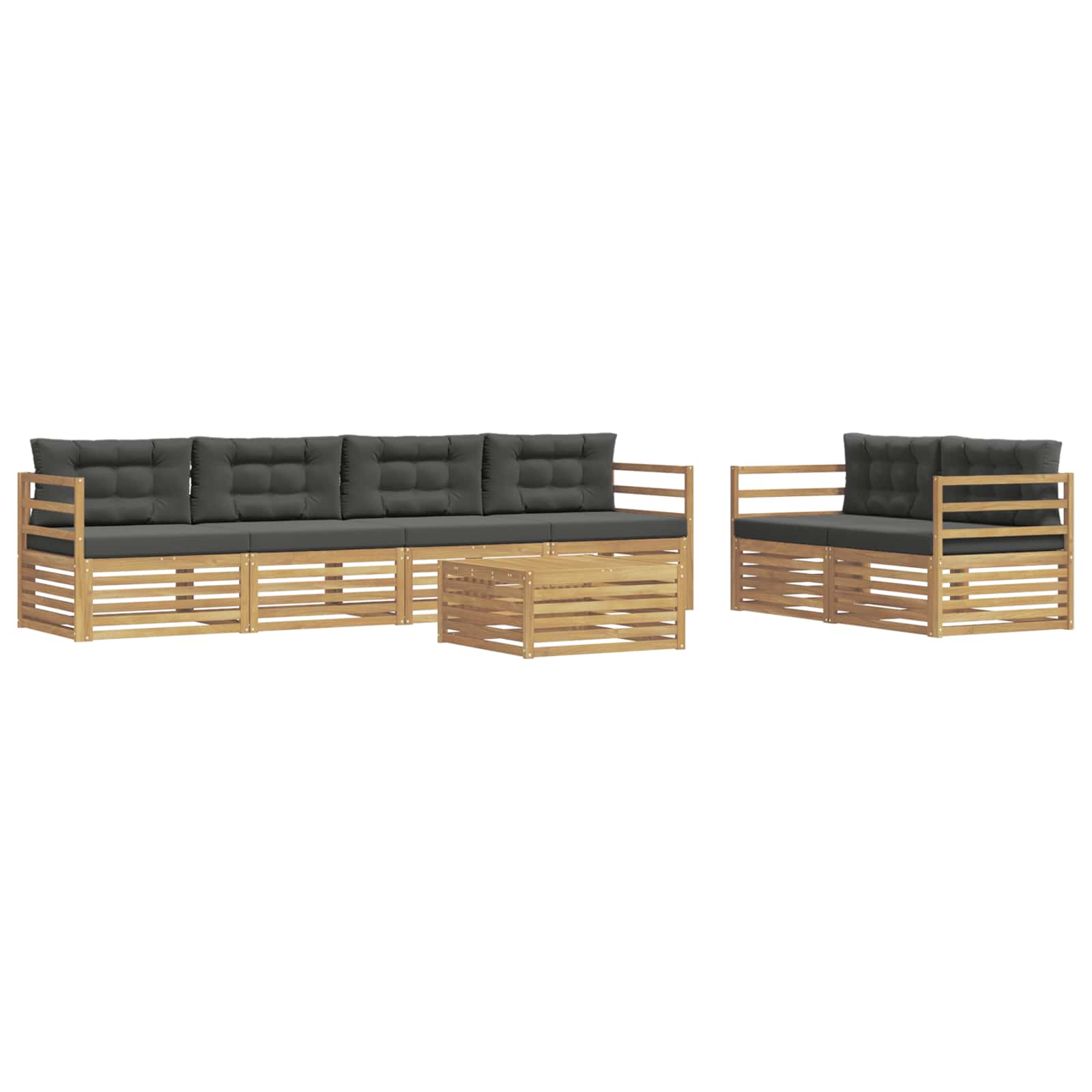 Set vanjskih sofa s jastukom 7 pcs Bijela i antracit Poliester