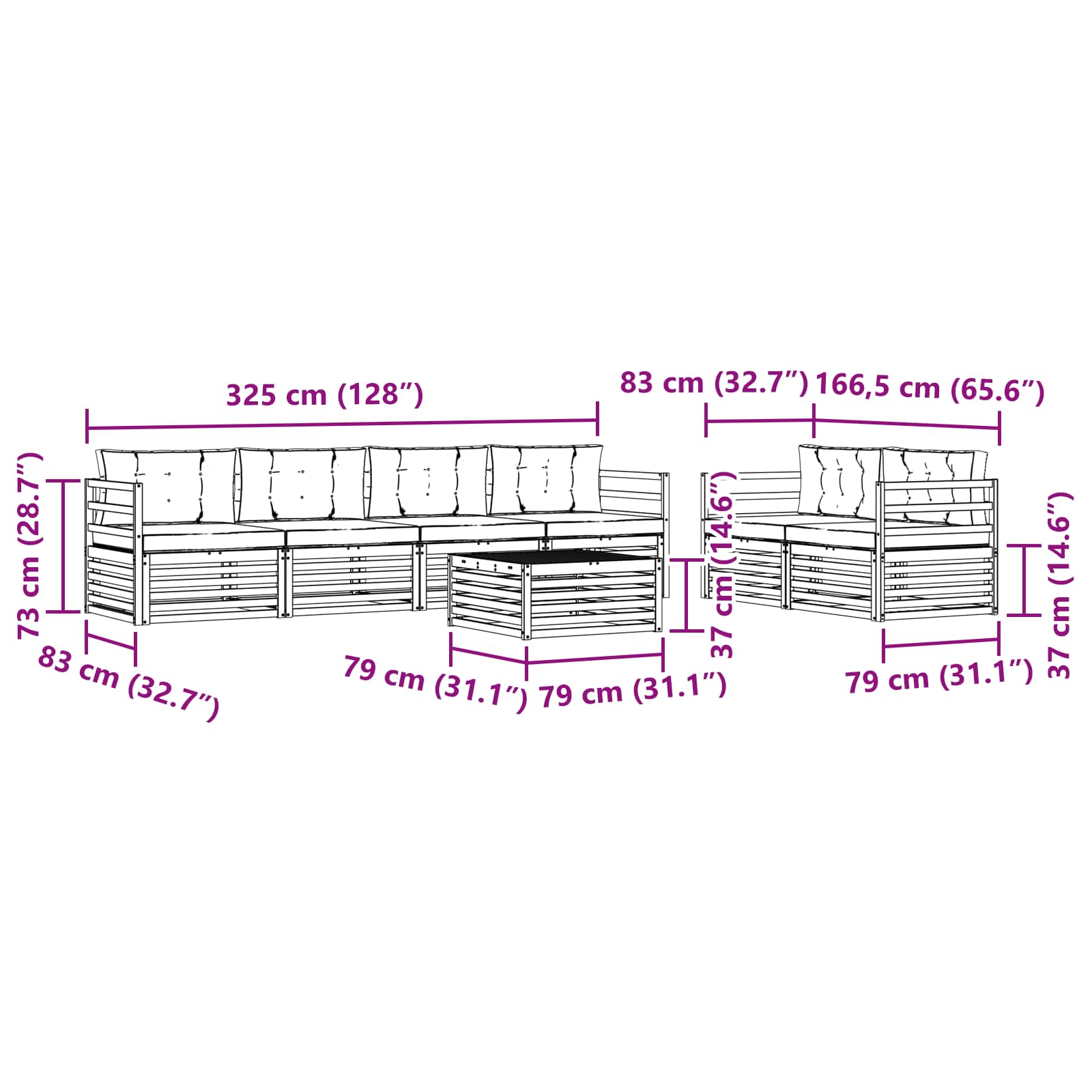 Set vanjskih sofa s jastukom 7 pcs Bijela i antracit Poliester
