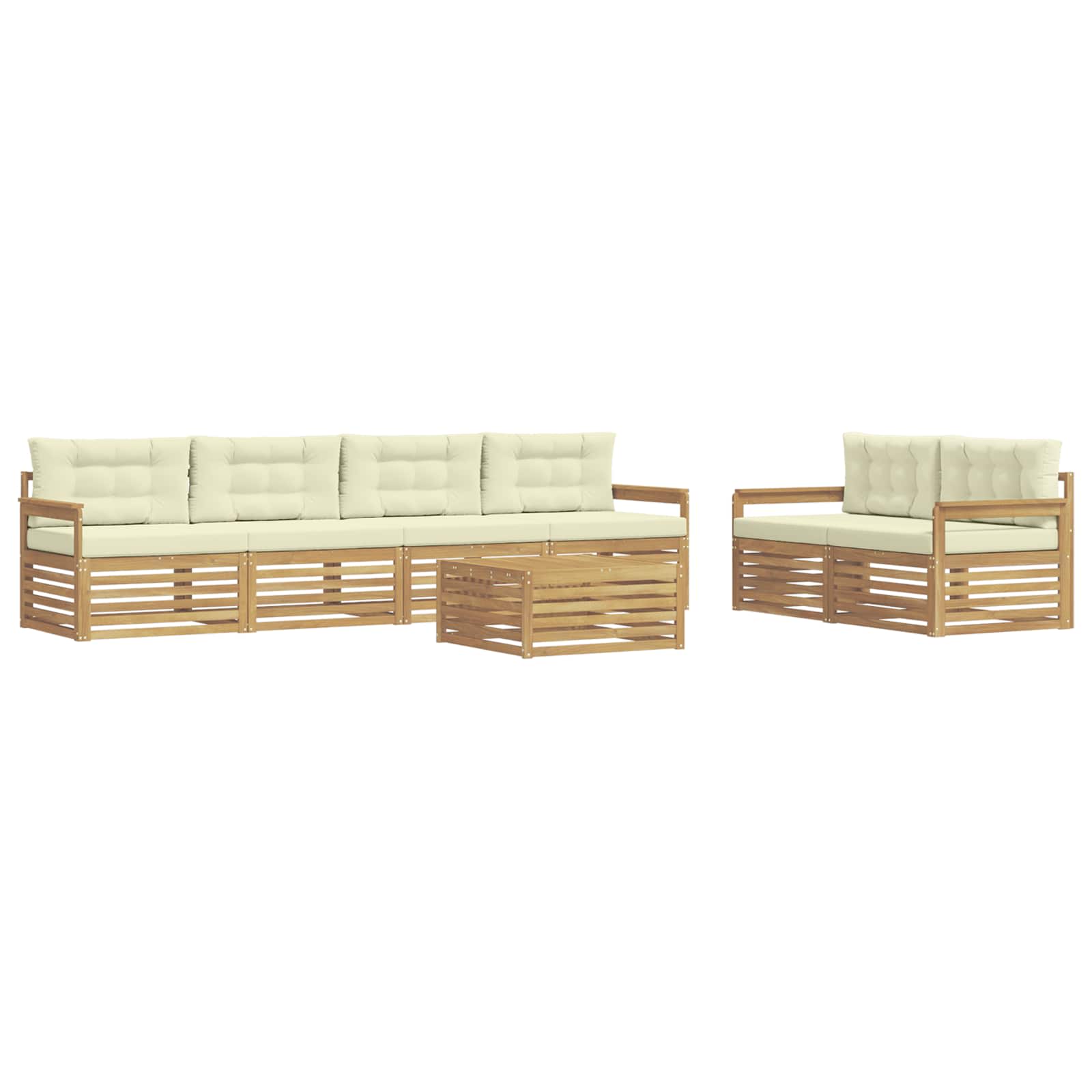 Set vanjskih sofa s jastukom 7 pcs Bijela i krem Poliester
