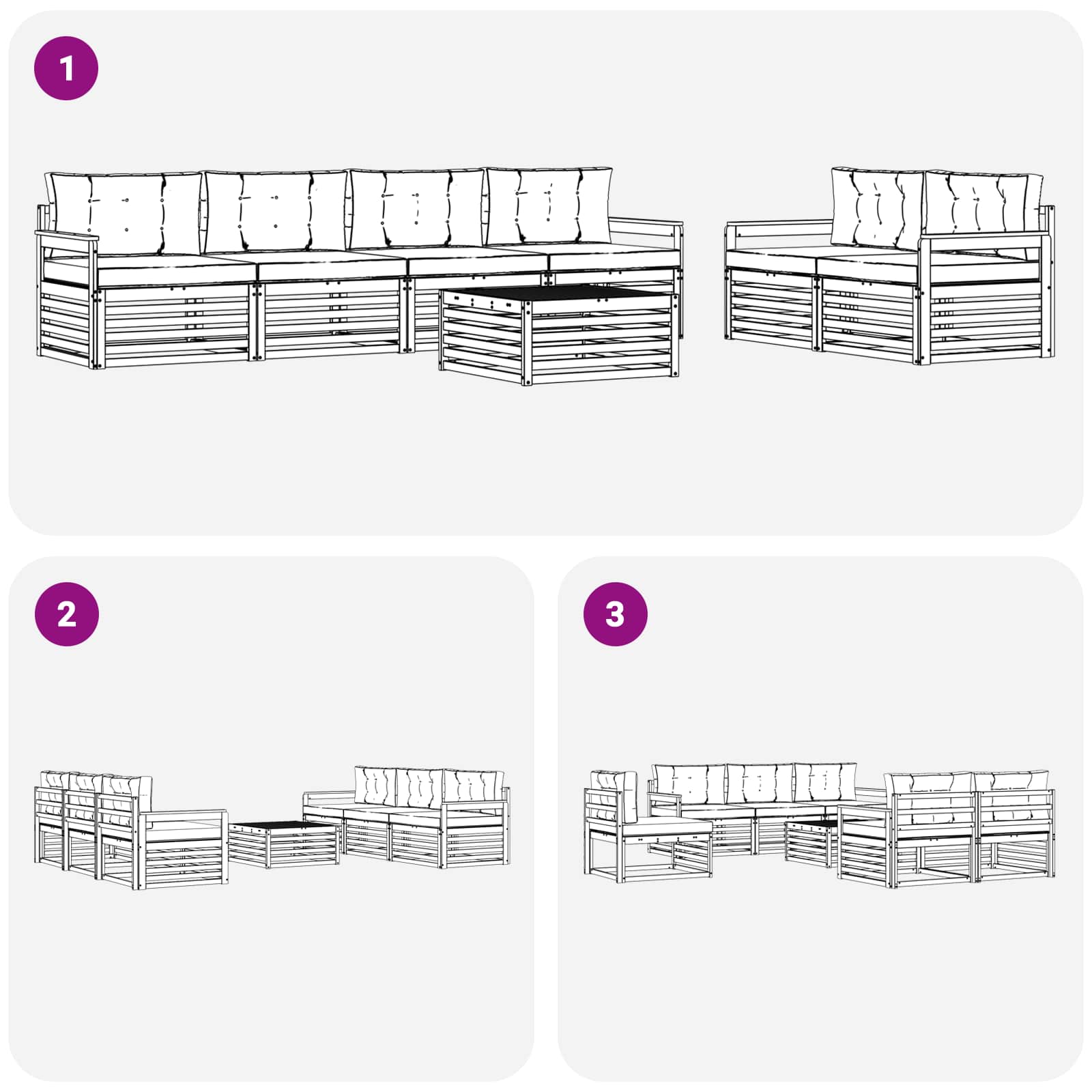 Set vanjskih sofa s jastukom 7 pcs Bijela i antracit Poliester