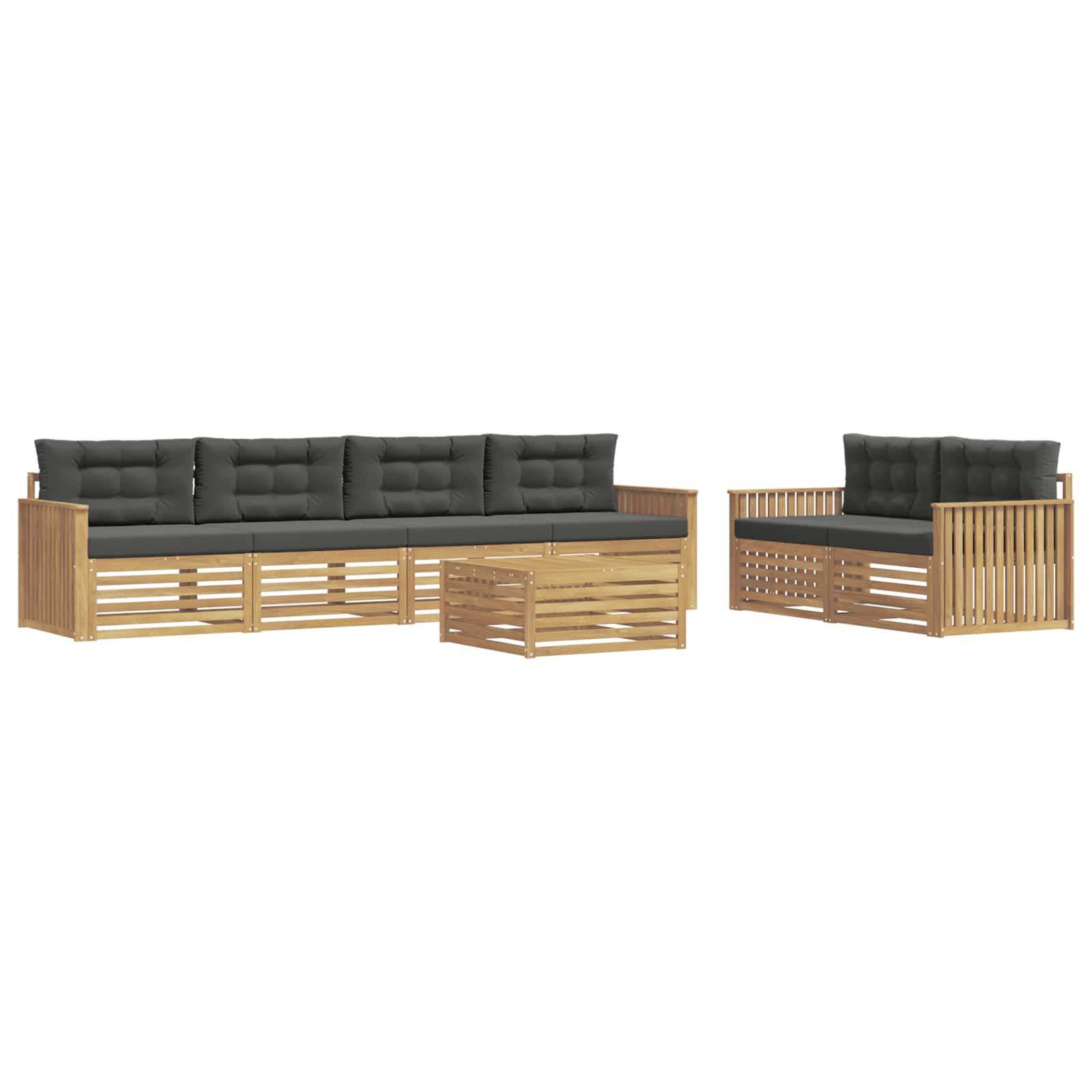 Set vanjskih sofa 7 kom. Bijela i antracit Čvrsto drvo akacije