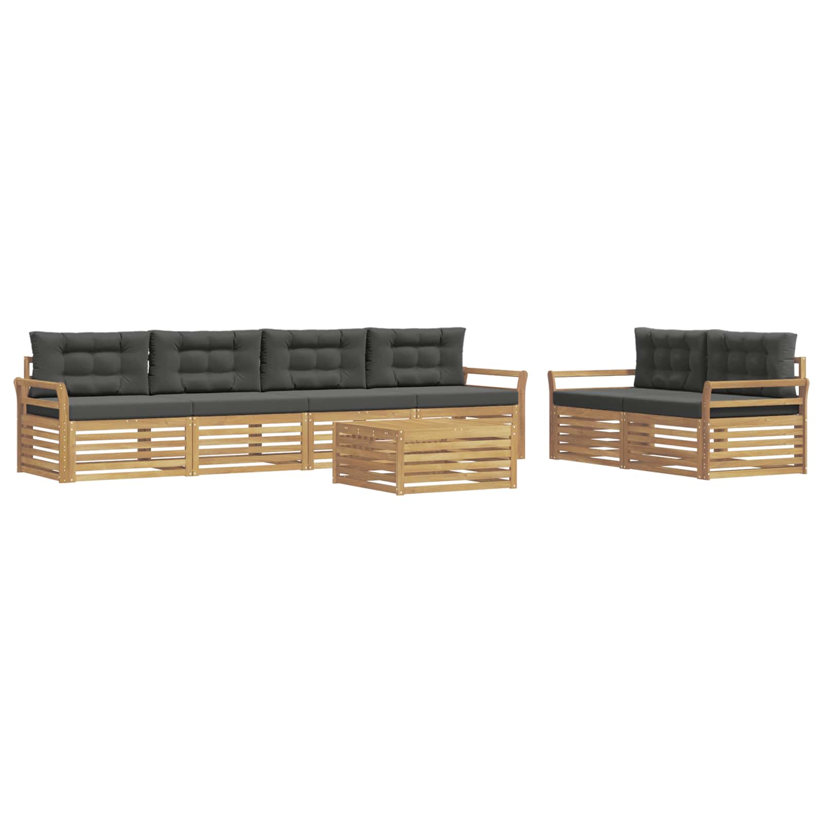 Set vanjskih sofa 7 kom. Bijela i antracit Čvrsto drvo akacije