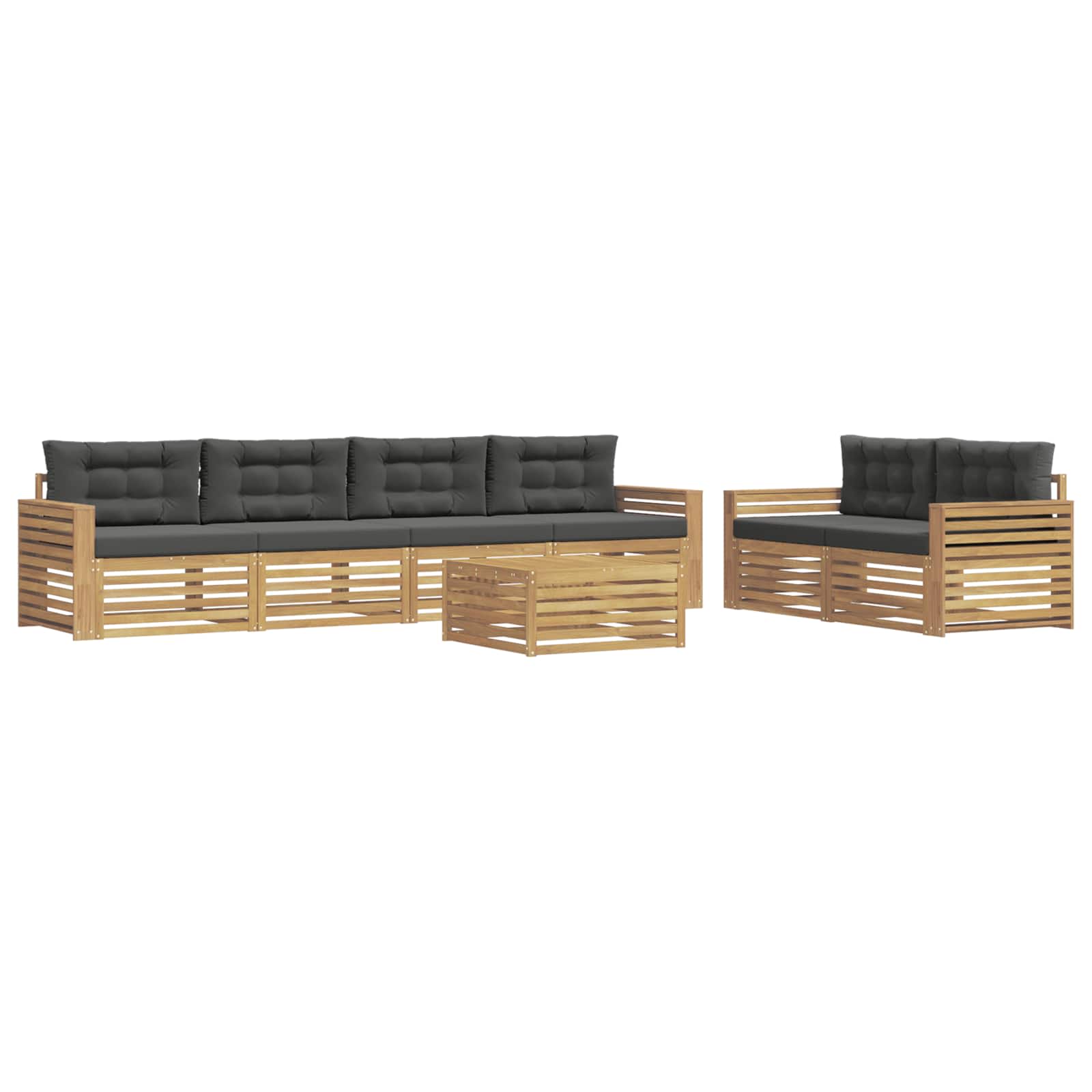 Set vanjskih sofa 7 kom. Bijela i antracit Čvrsto drvo akacije