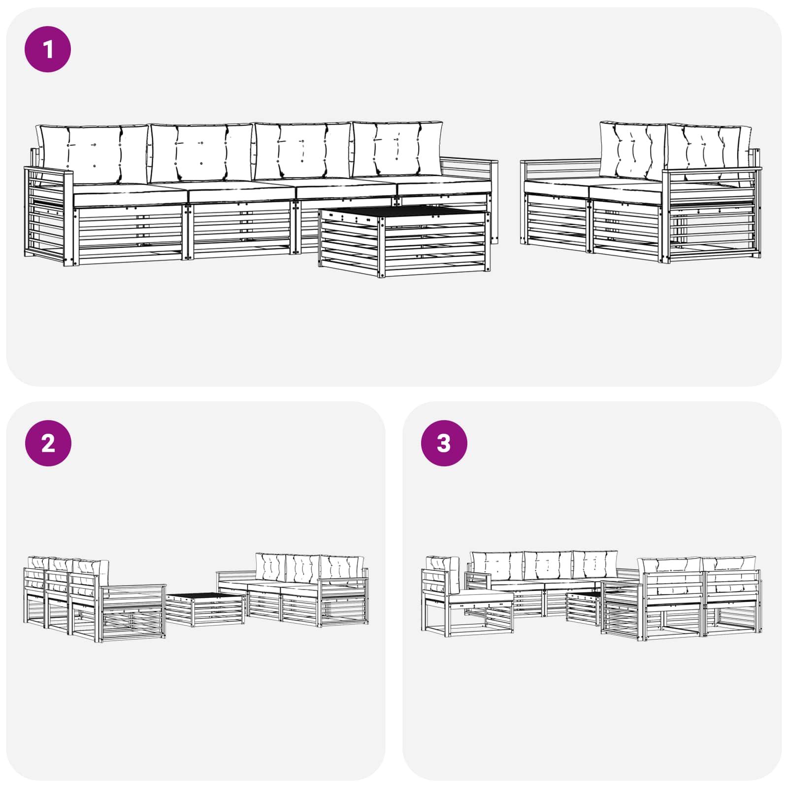 Set vanjskih sofa s jastukom 7 pcs Bijela i bež Poliester