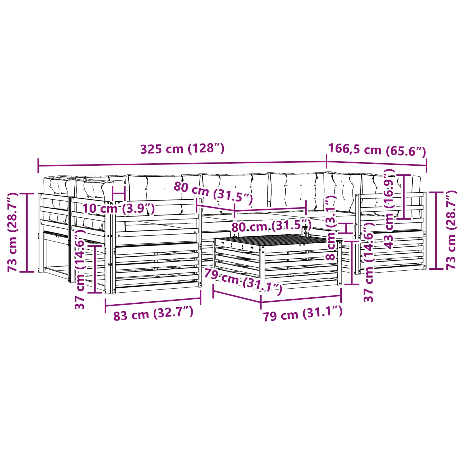 Set vanjskih sofa s jastukom 7 pcs Bijela i antracit Poliester