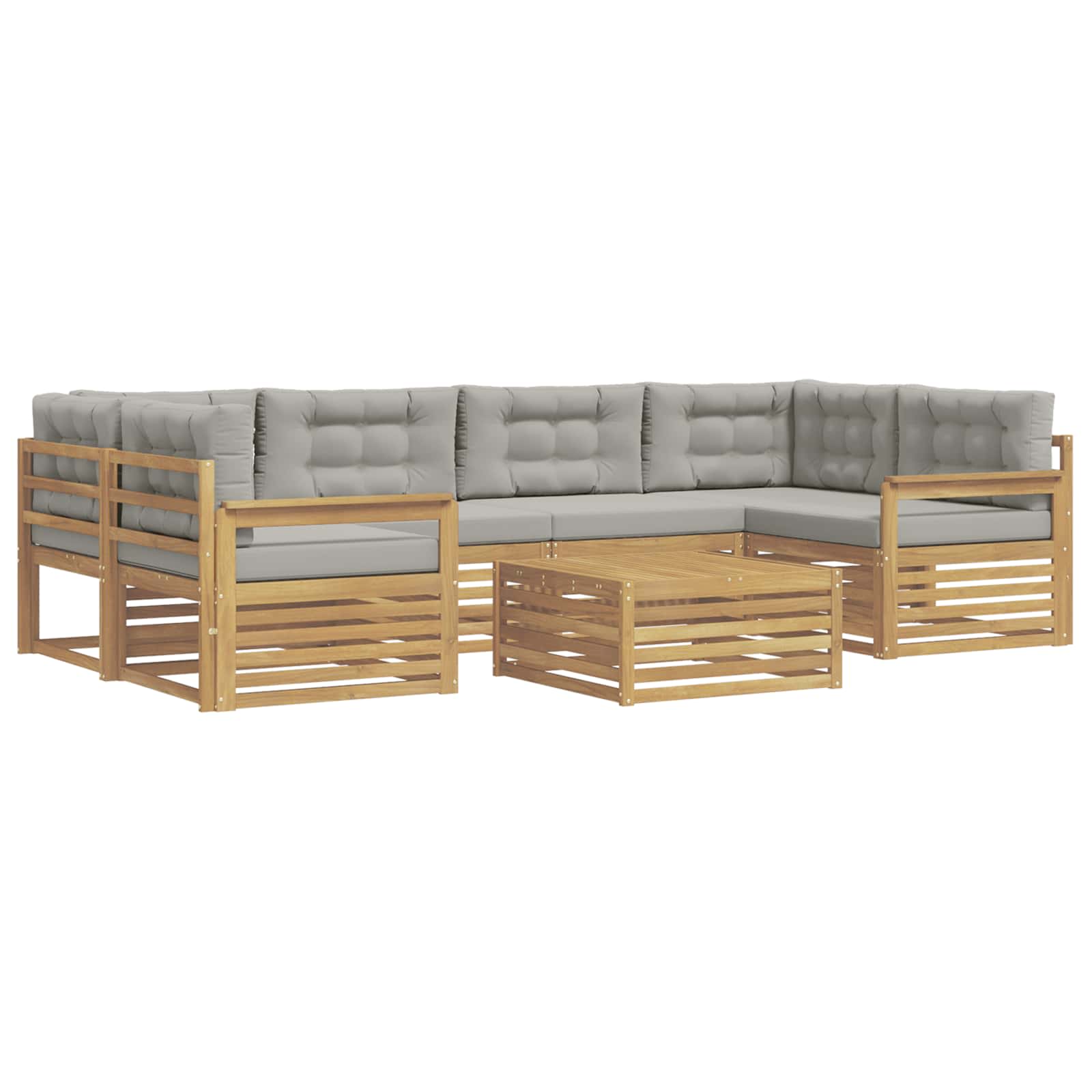 Set vanjskih sofa 7 pcs Bijela i svjetlosiva Poliester