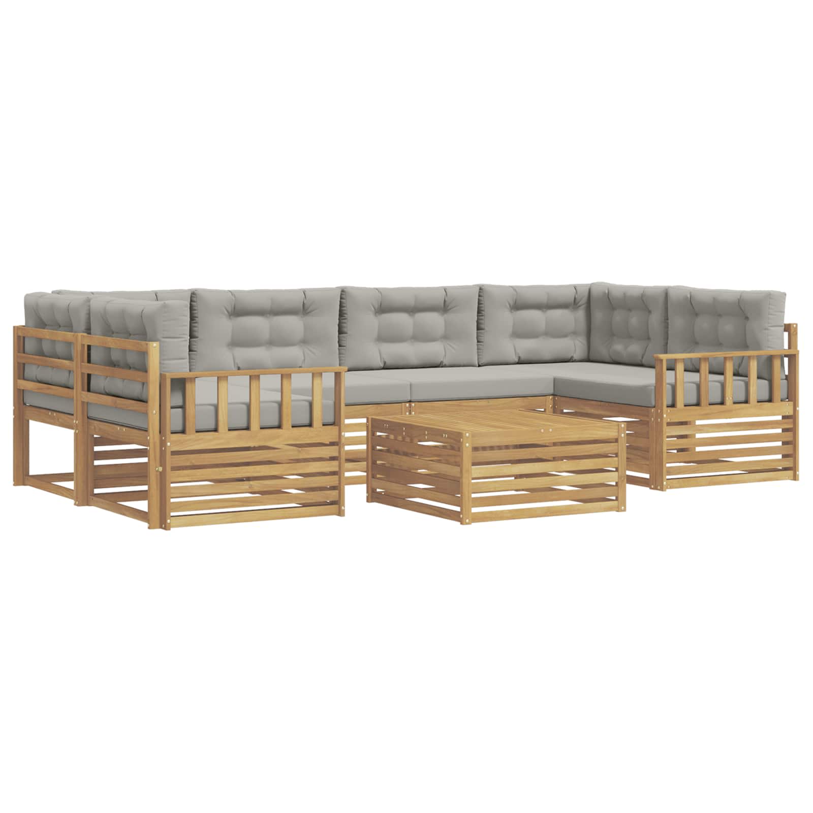 Set vanjskih sofa 7 kom. Bijela i svjetlosiva Poliester