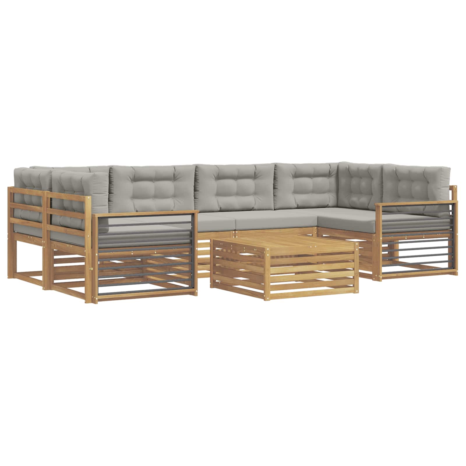 Set vanjskih sofa 7 kom. Bijela i svjetlosiva Poliester