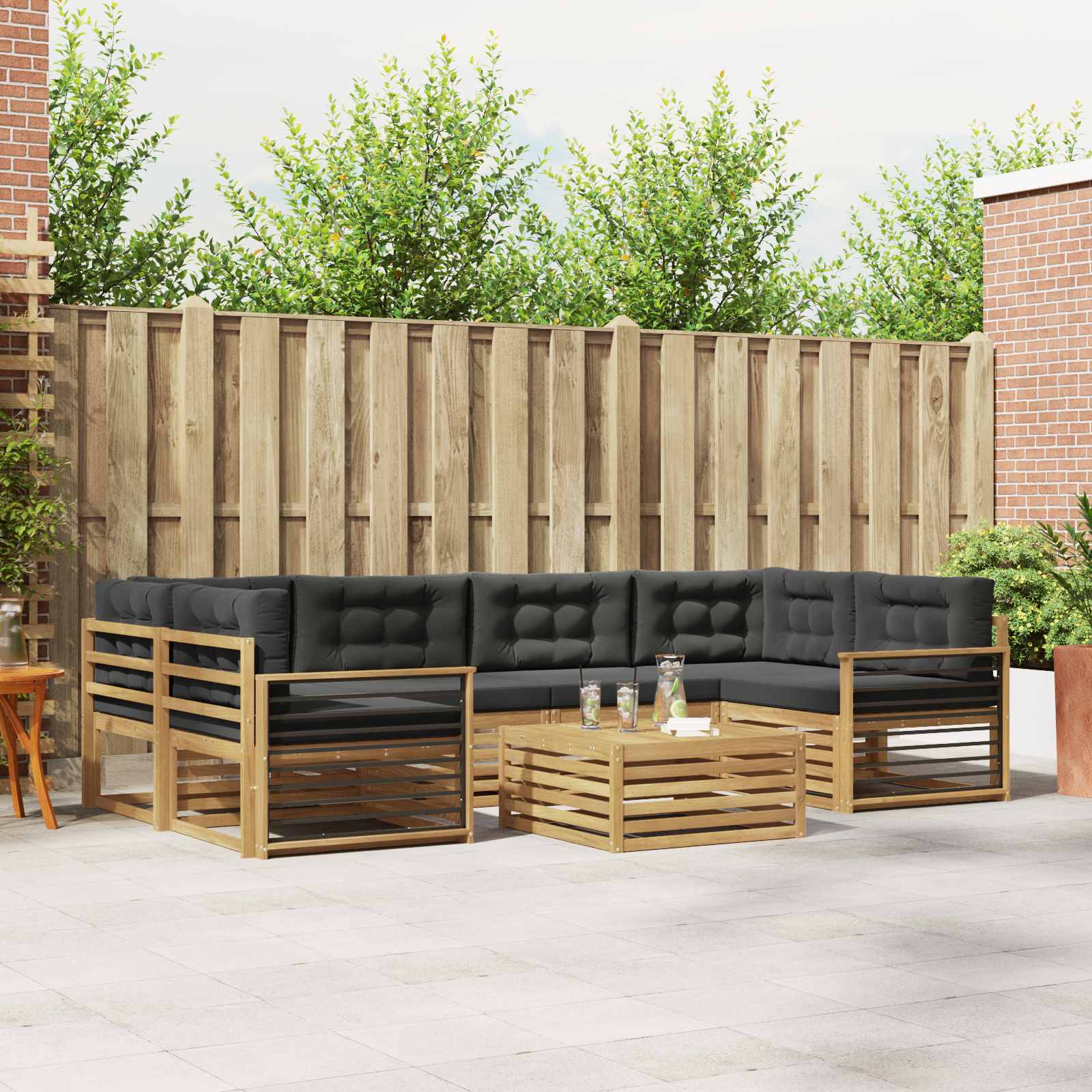 Set vanjskih sofa s jastukom 7 pcs Bijela i antracit Poliester