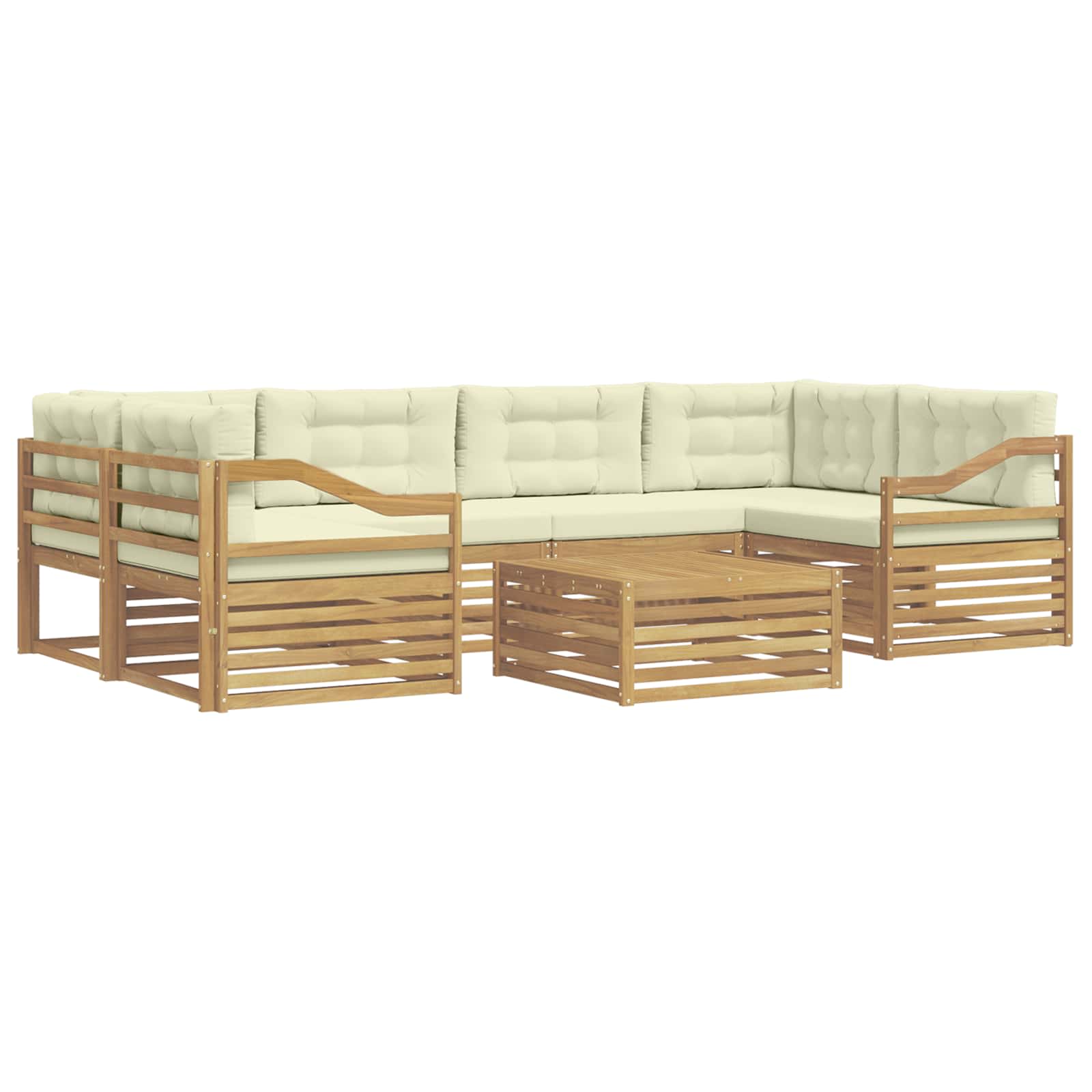 Set vanjskih sofa s jastukom 7 pcs Bijela i krem Poliester
