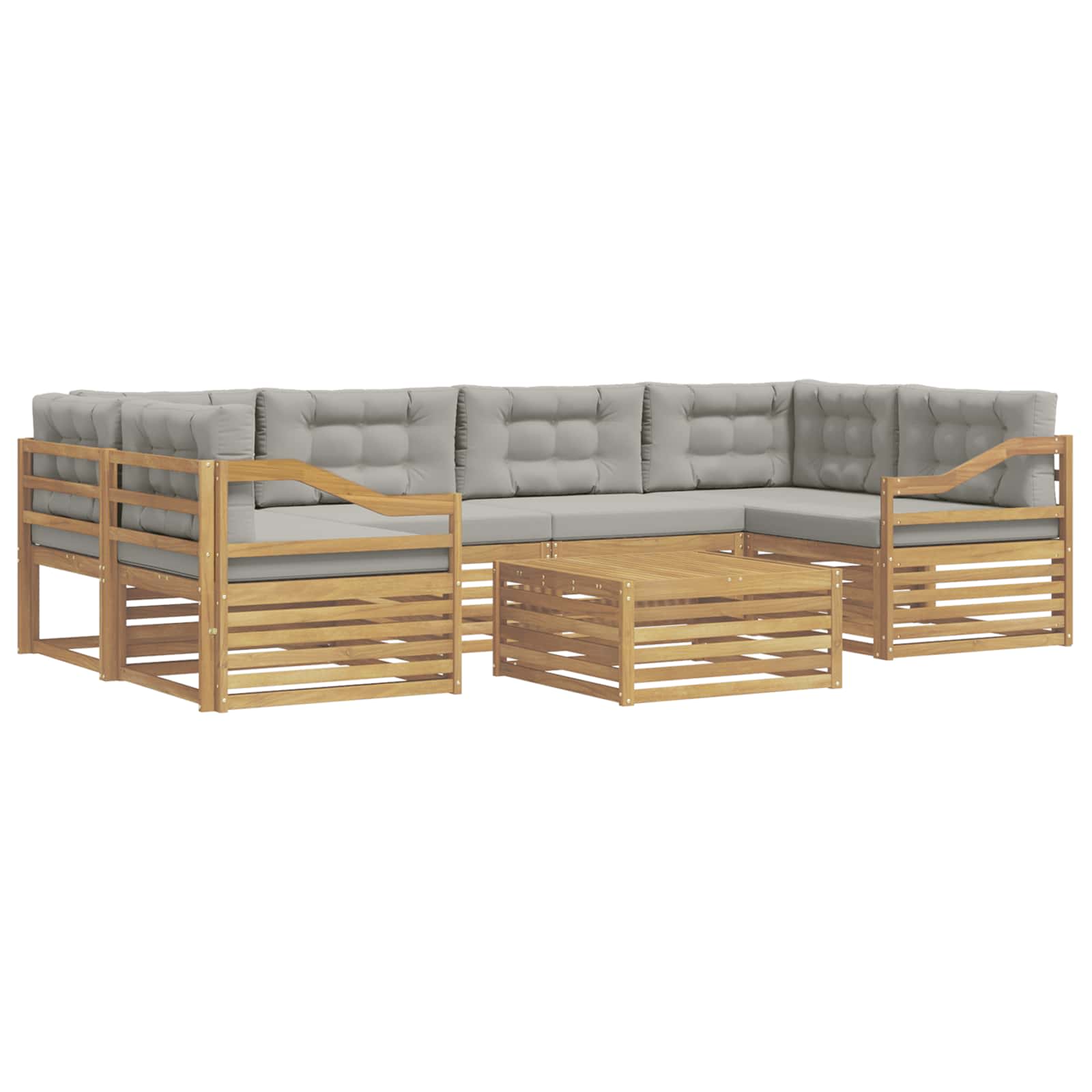 Set vanjskih sofa 7 pcs Bijela i svjetlosiva Poliester