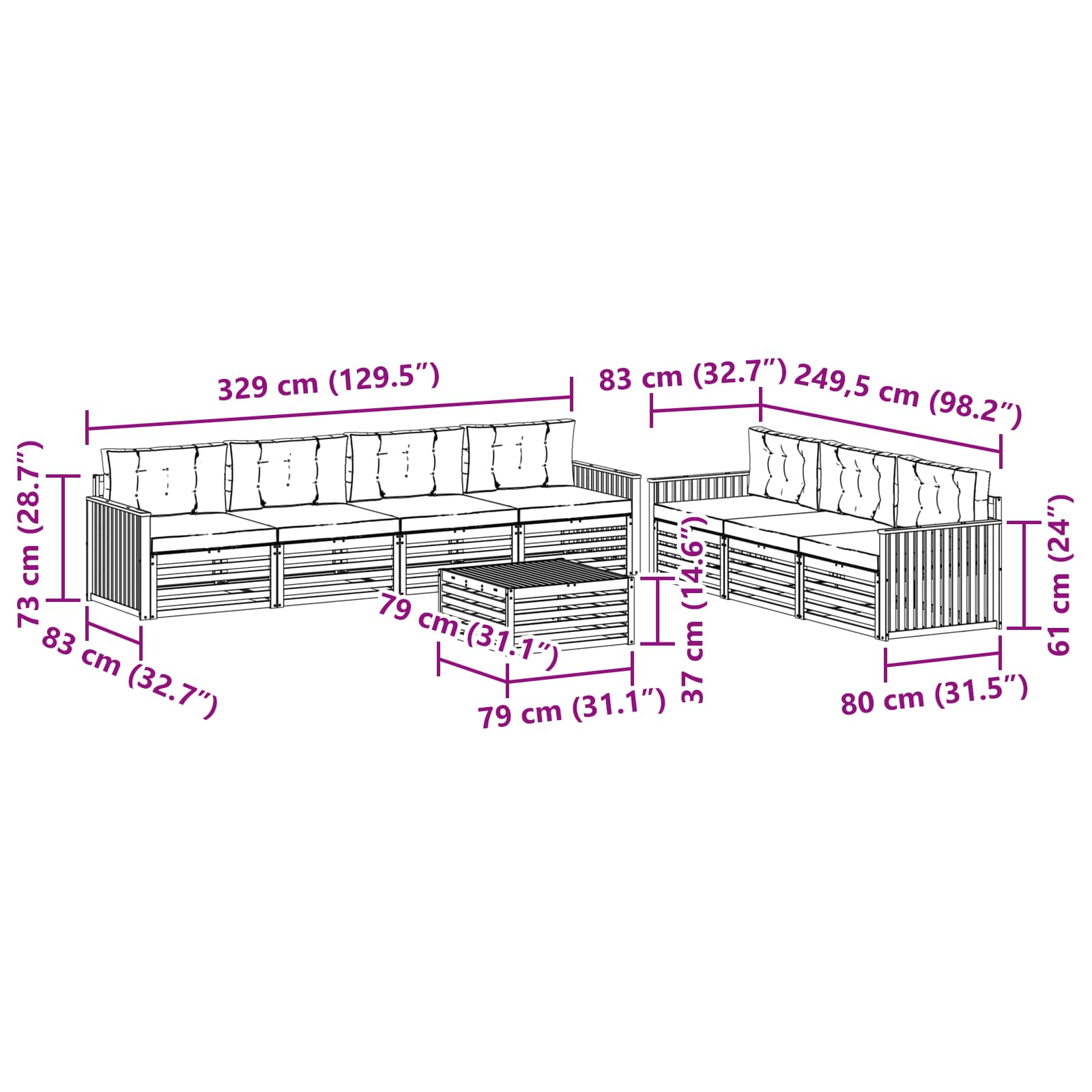 Set vanjskih sofa 8 kom. Bijela i krem