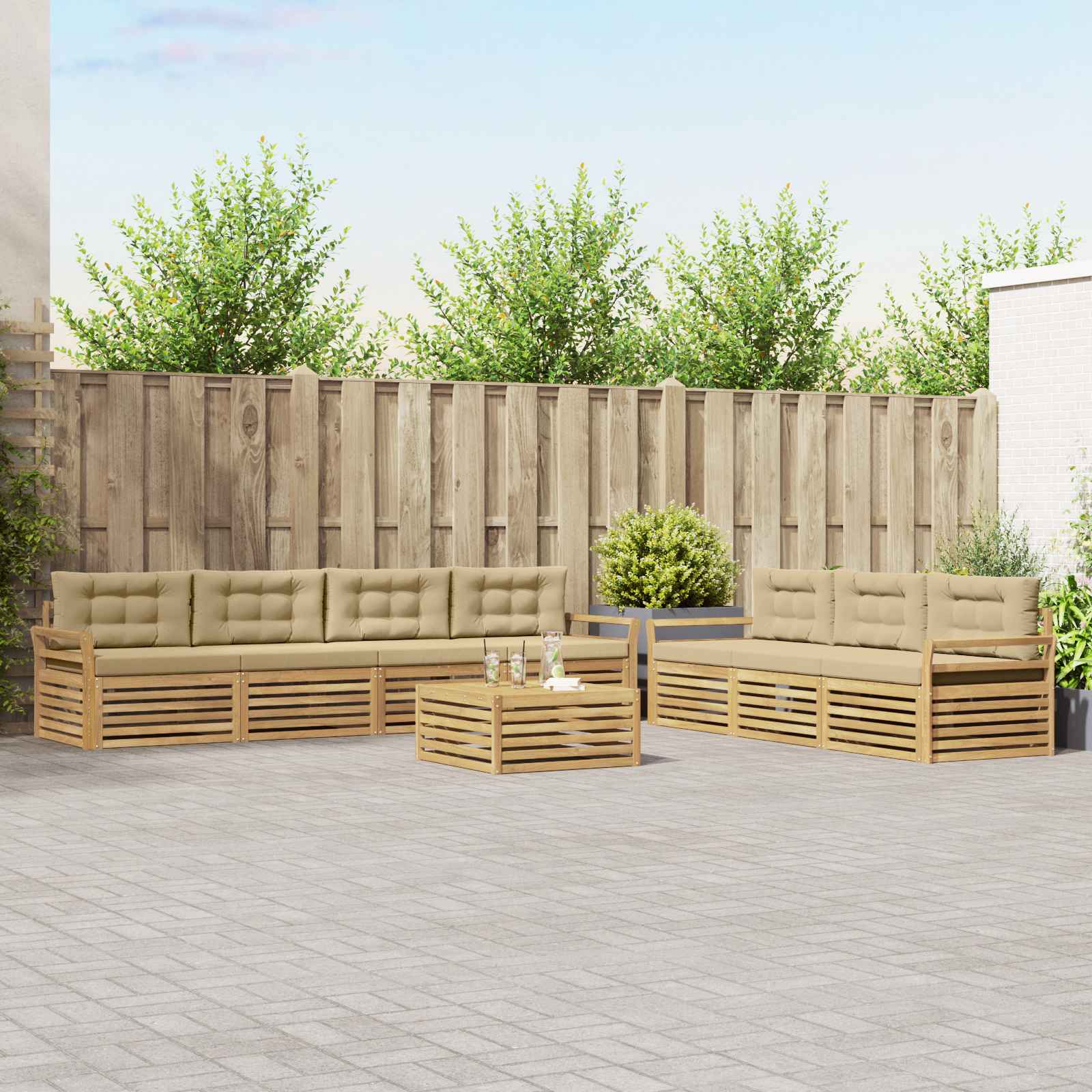 Set vanjskih sofa 8 kom. Bijela i bež