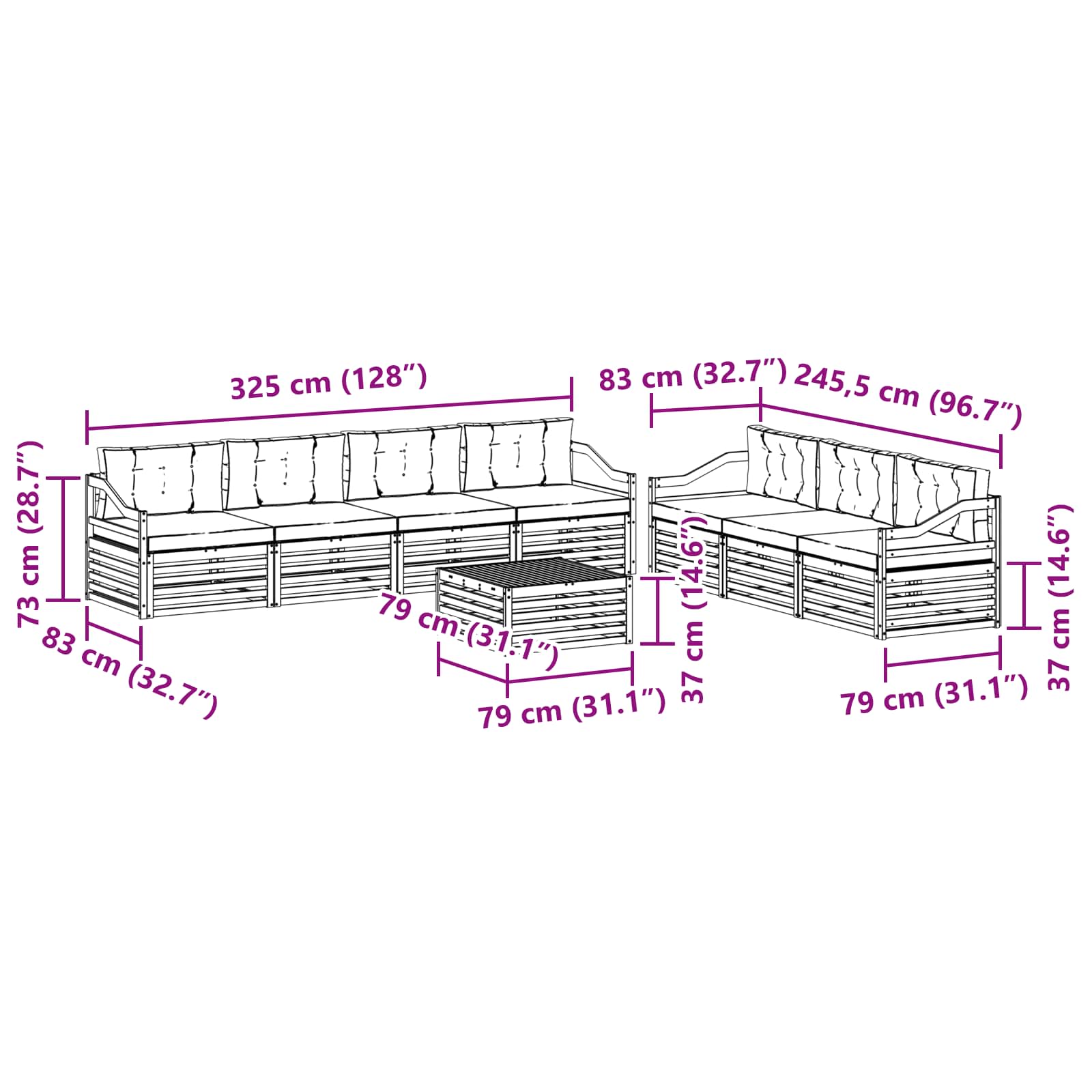 Set vanjskih sofa 8 pcs Bijela i bež 79 x 79 x 37 cm Poliester