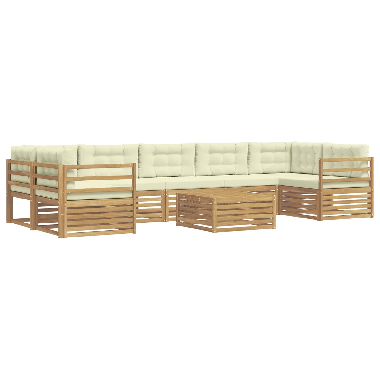 Set vanjskih sofa 8 pcs Bijela i krem Čvrsto drvo akacije