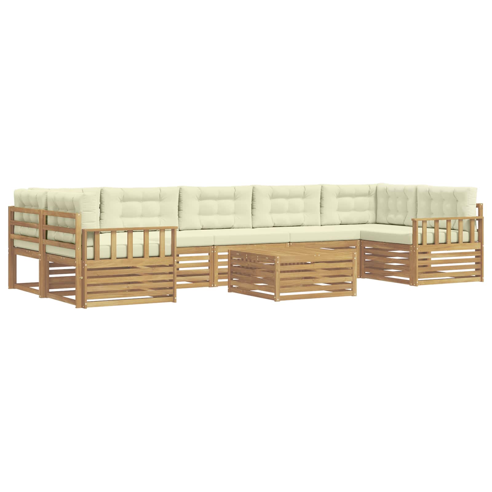 Set vanjskih sofa 8 pcs Bijela i krem Čvrsto drvo akacije