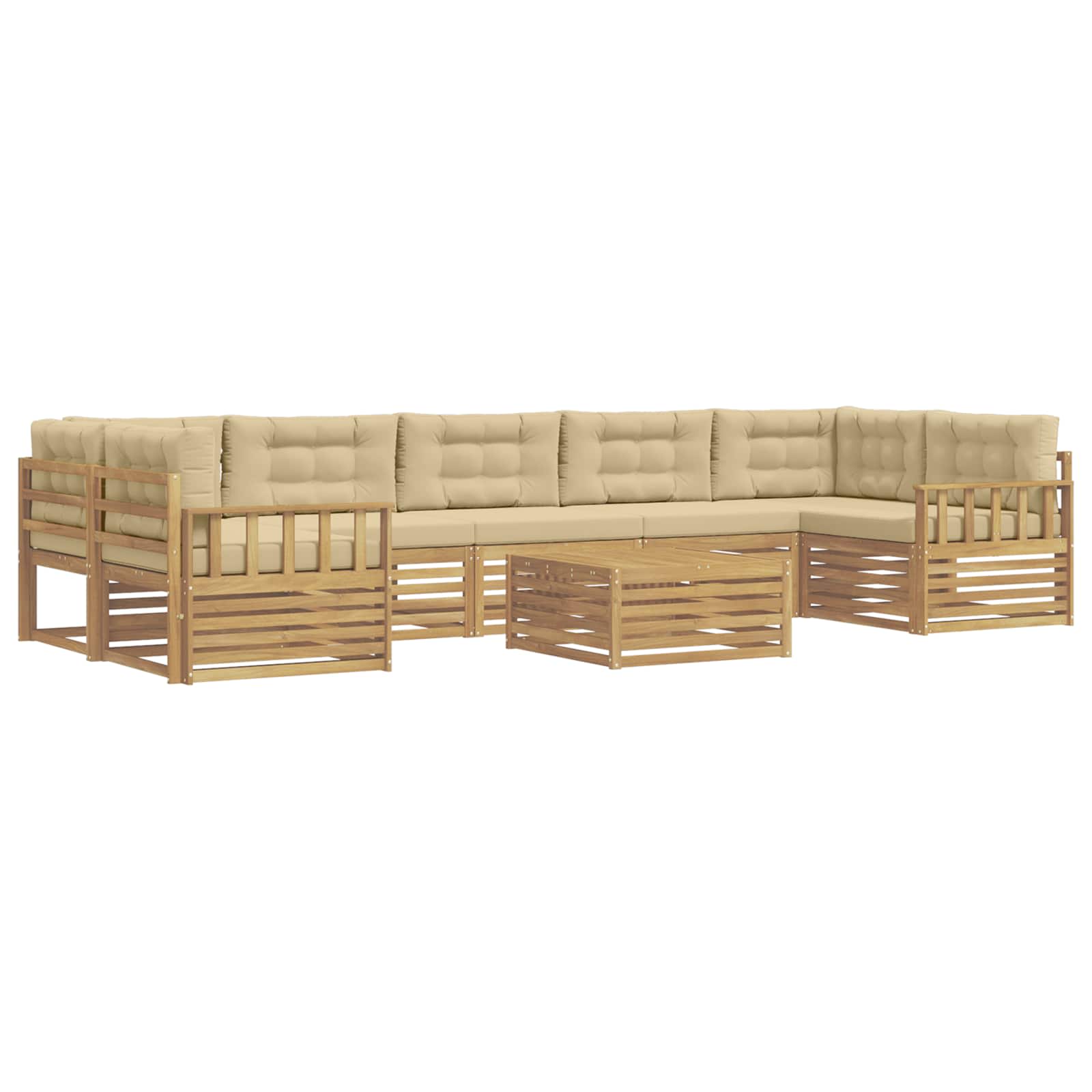 Set vanjskih sofa 8 pcs Bijela i bež Čvrsto drvo akacije