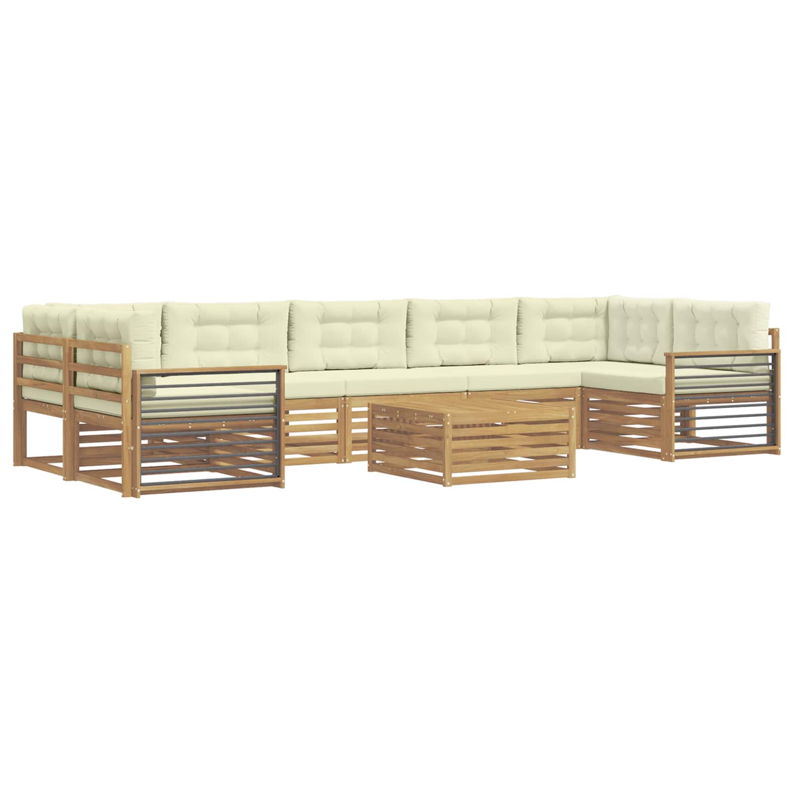 Set vanjskih sofa 8 pcs Bijela i krem Čvrsto drvo akacije