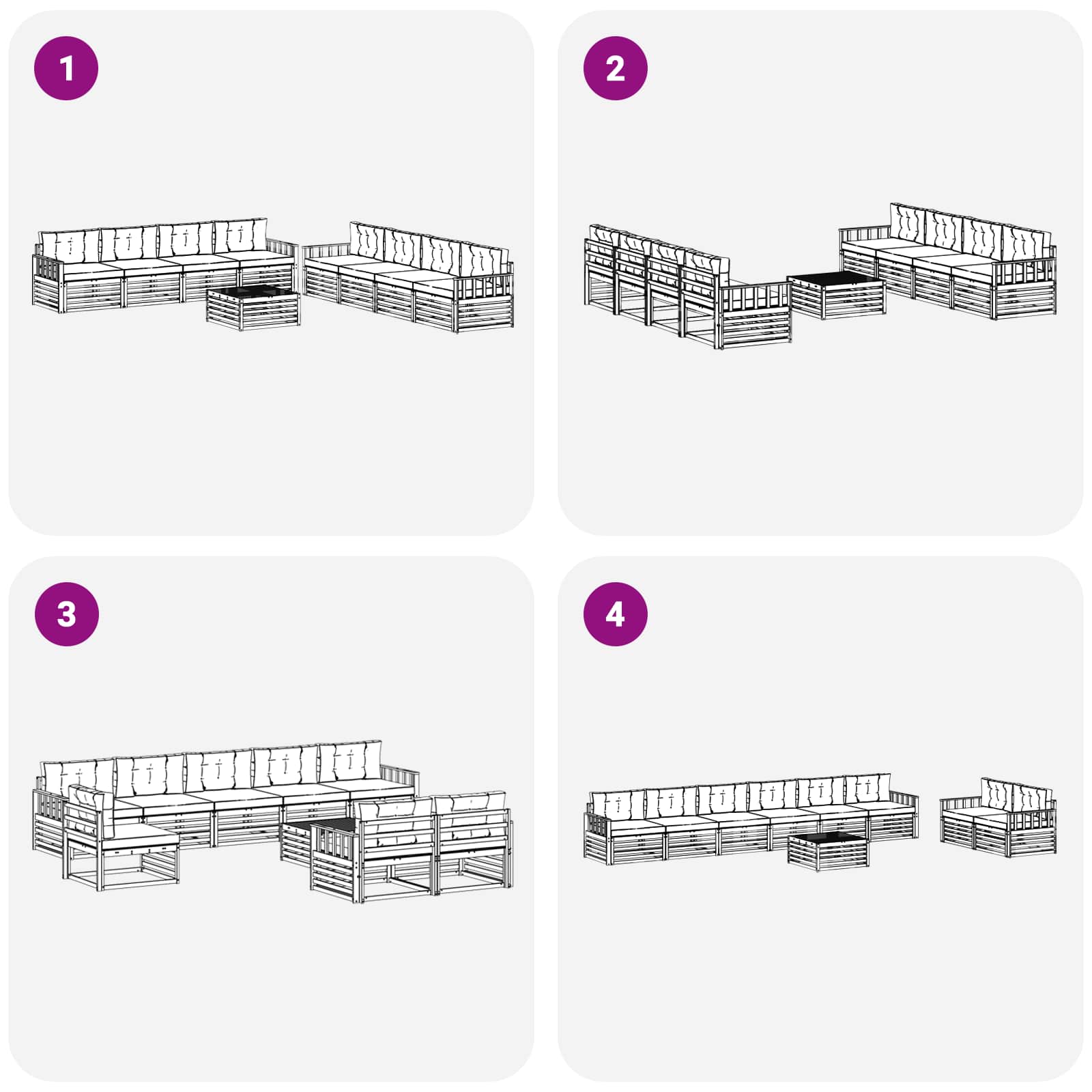 Set vanjskih sofa s jastukom 9 pcs Bijela i bež Poliester