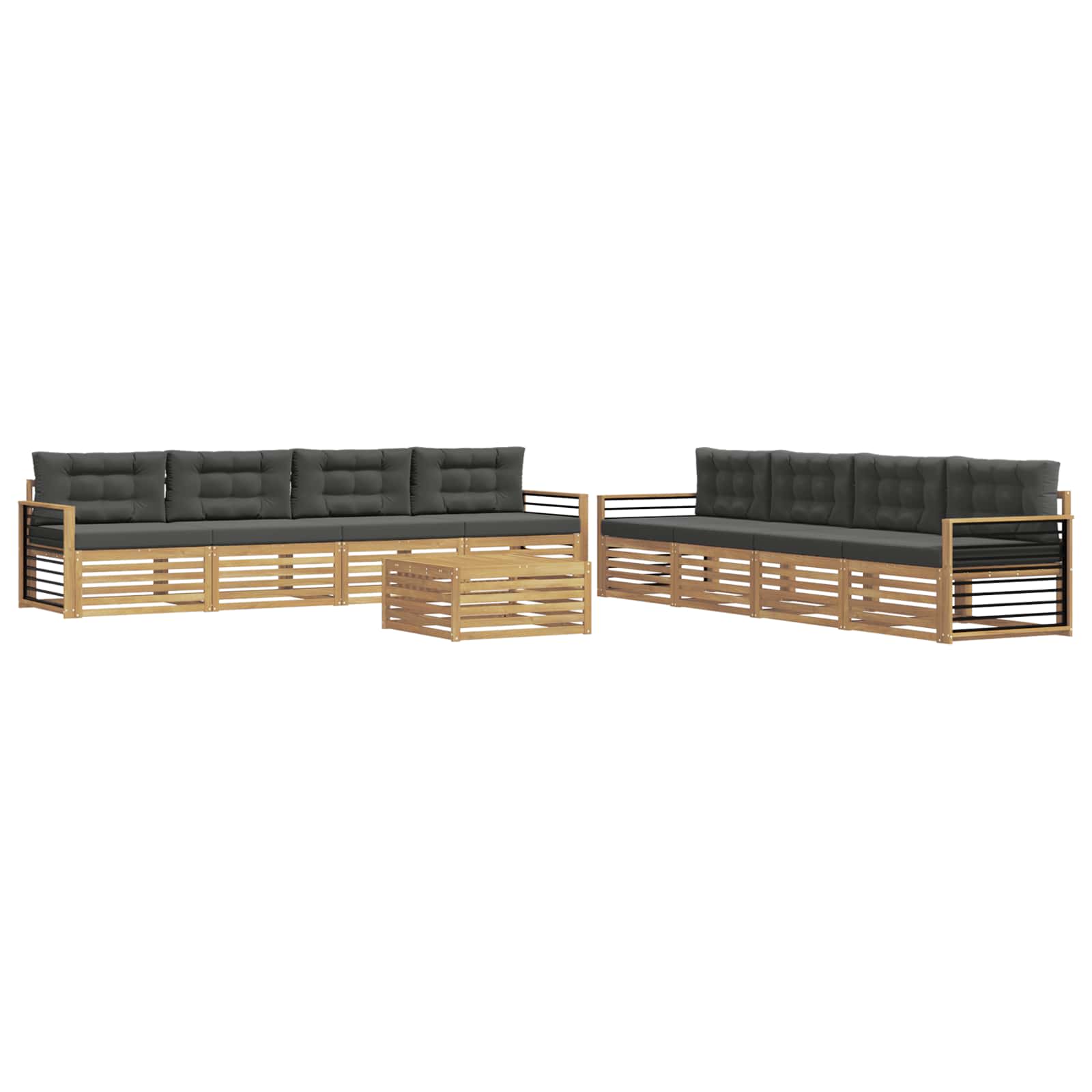 Set vanjskih sofa s jastukom 9 pcs Bijela i antracit Poliester