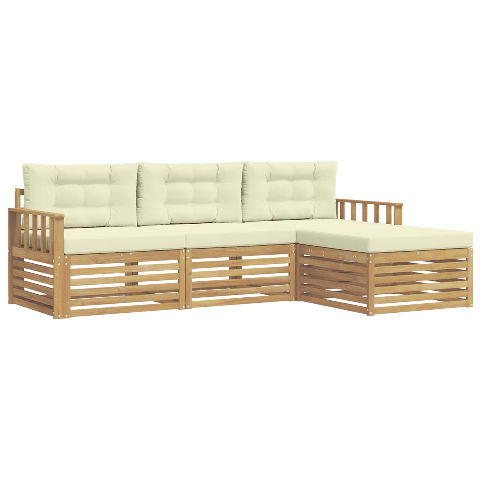 Set vanjskih sofa s jastukom 4 pcs Bijela i krem Poliester