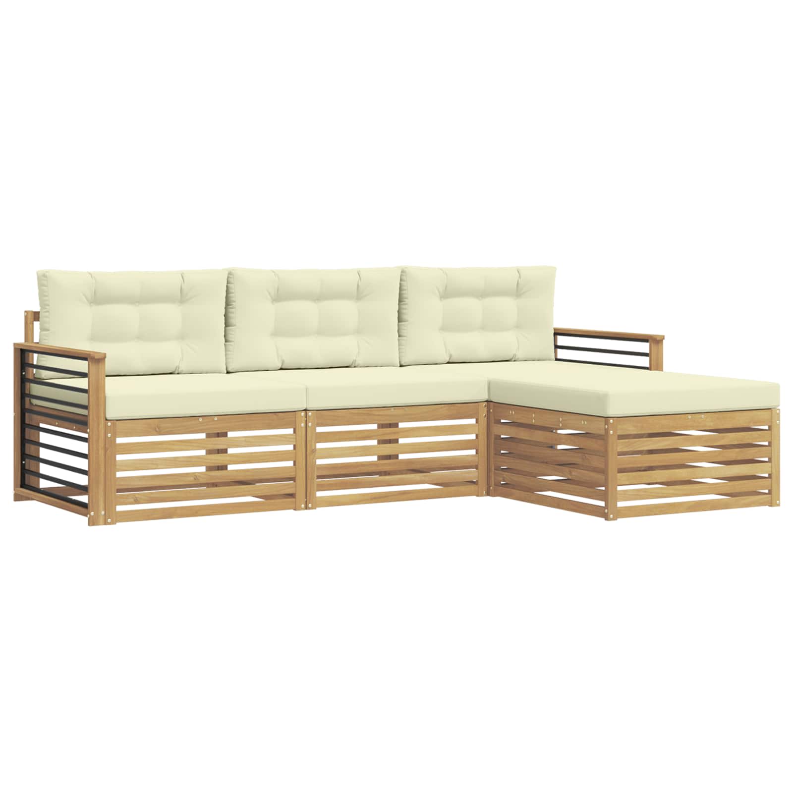 Set vanjskih sofa s jastukom 4 pcs Bijela i krem Poliester