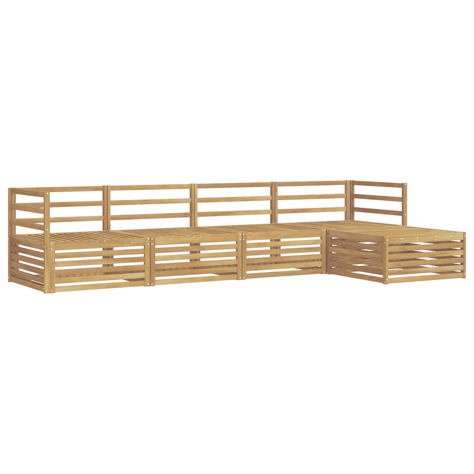 Set vanjskih sofa 5 pcs Bijela Čvrsto drvo akacije